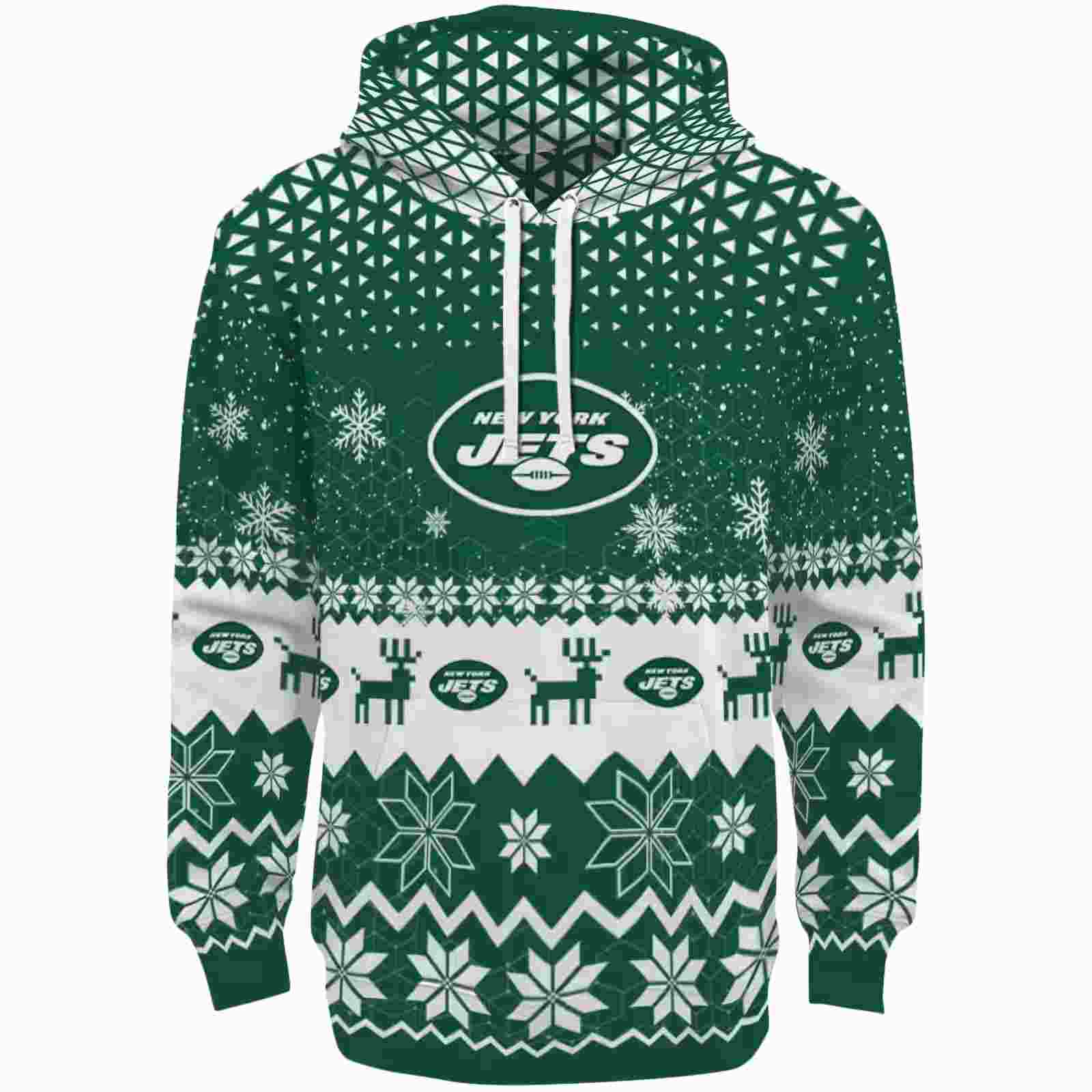 New York Jets Reindeer Motif Green Hoodie