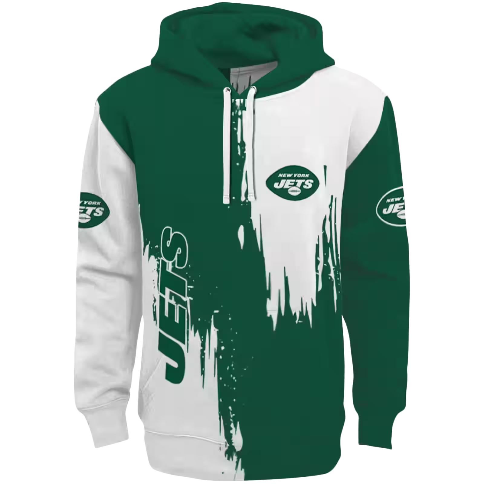 New York Jets Splatter Effect Green Hoodie