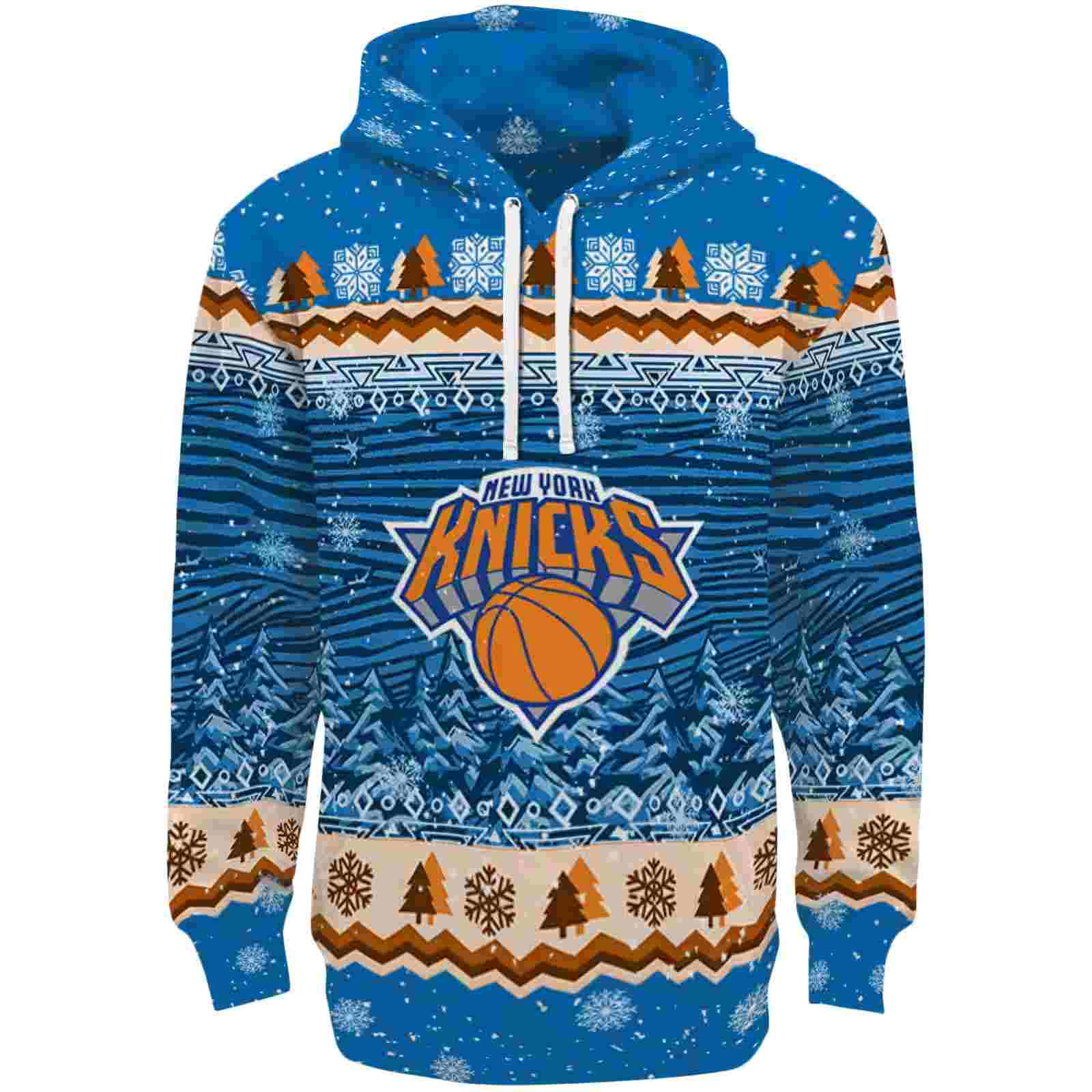 New York Knicks Christmas Trees Blue Hoodie