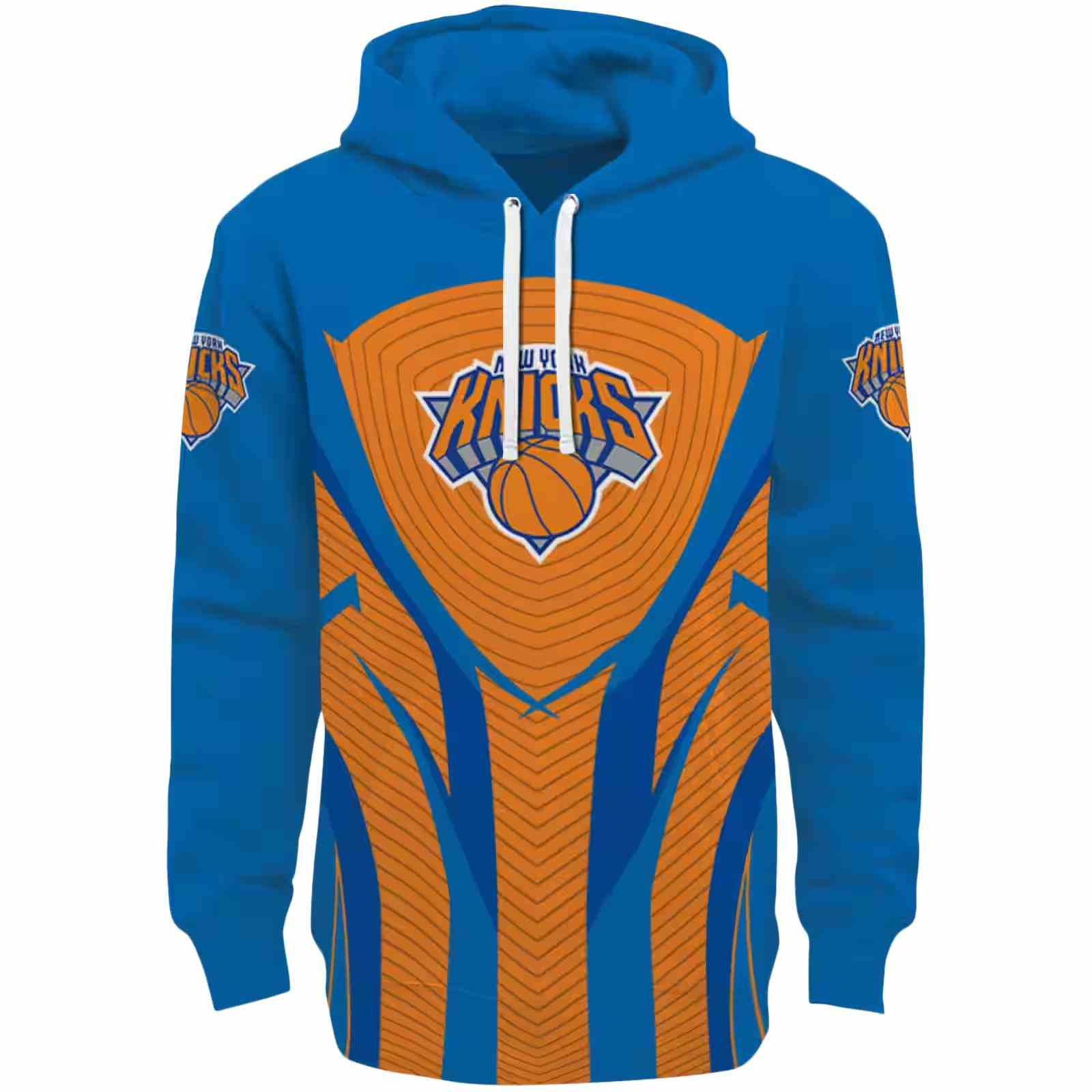 New York Knicks Concentric Lines Blue Black Hoodie