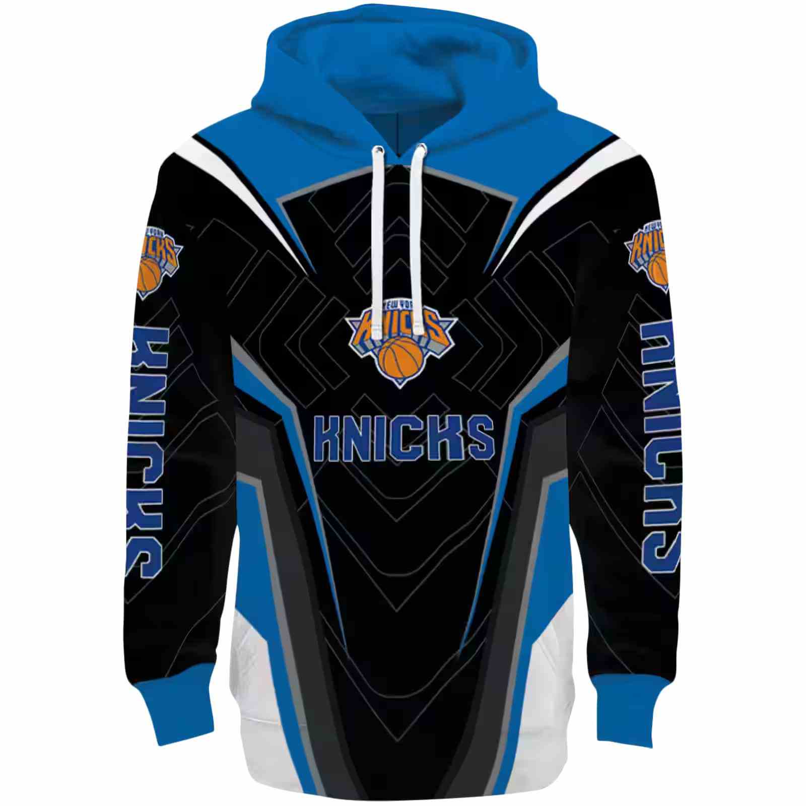 New York Knicks Futuristic Pattern Blue Black Hoodie