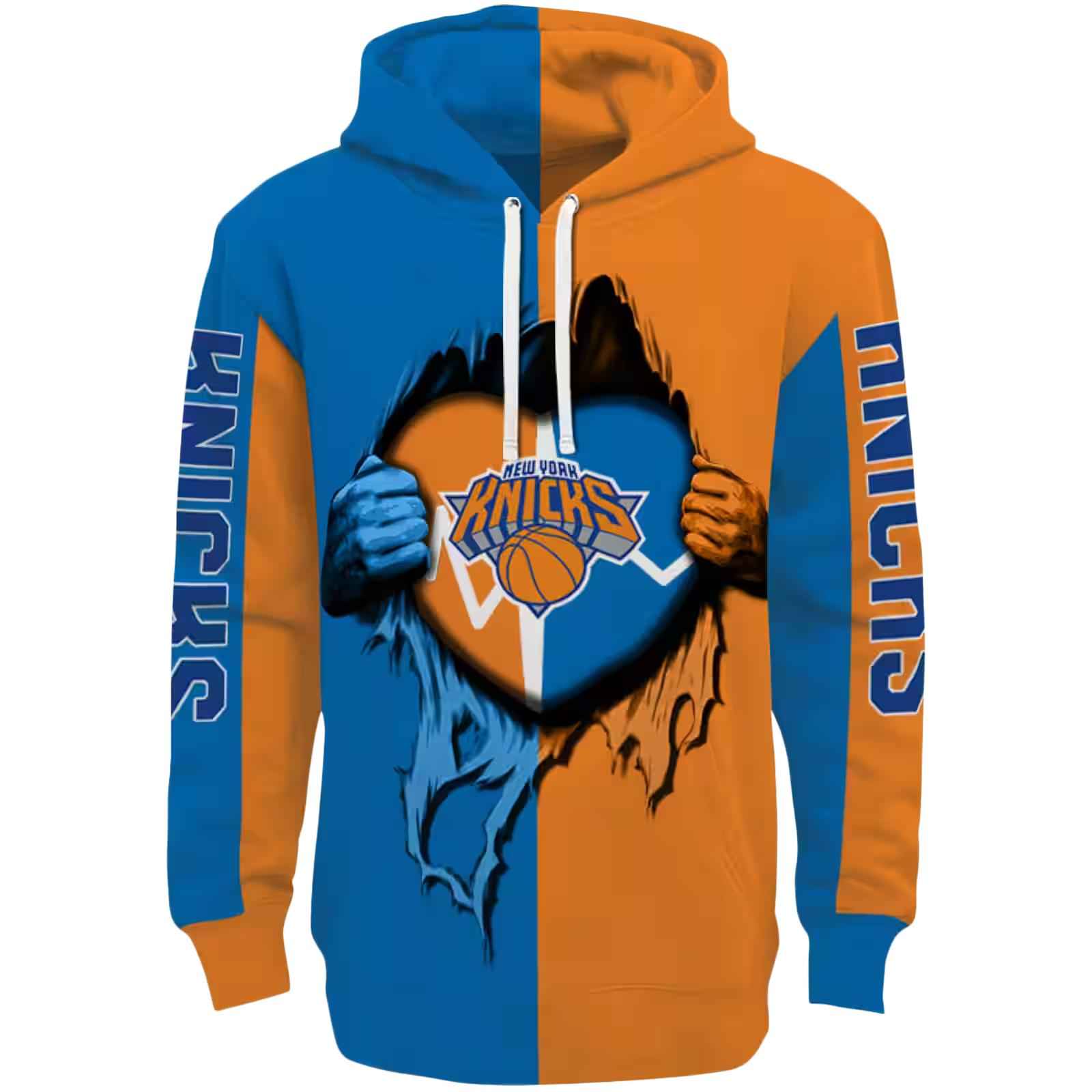 New York Knicks Heartbeat Graphic Blue Hoodie