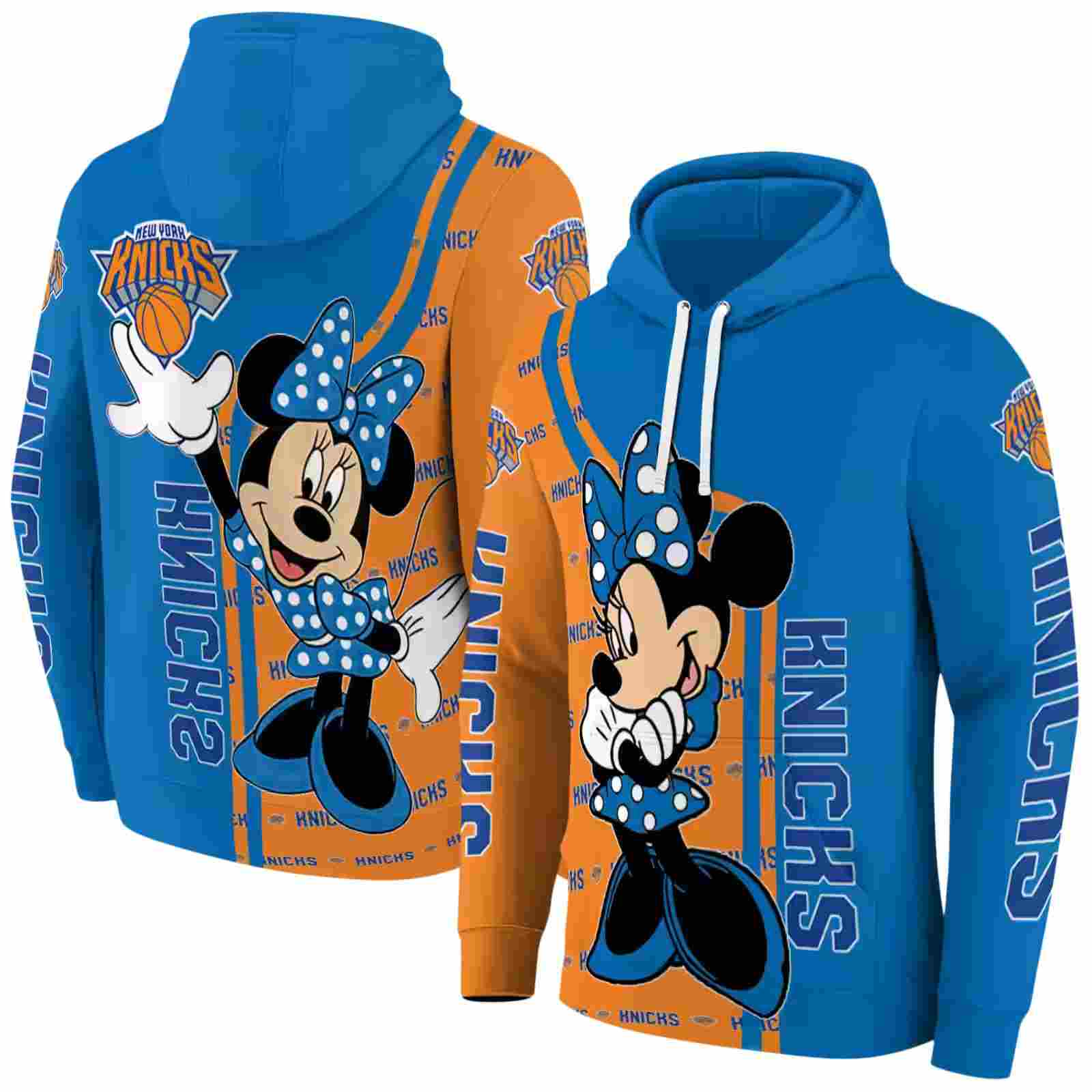 new york knicks minnie mouse blue hoodie fashion forward