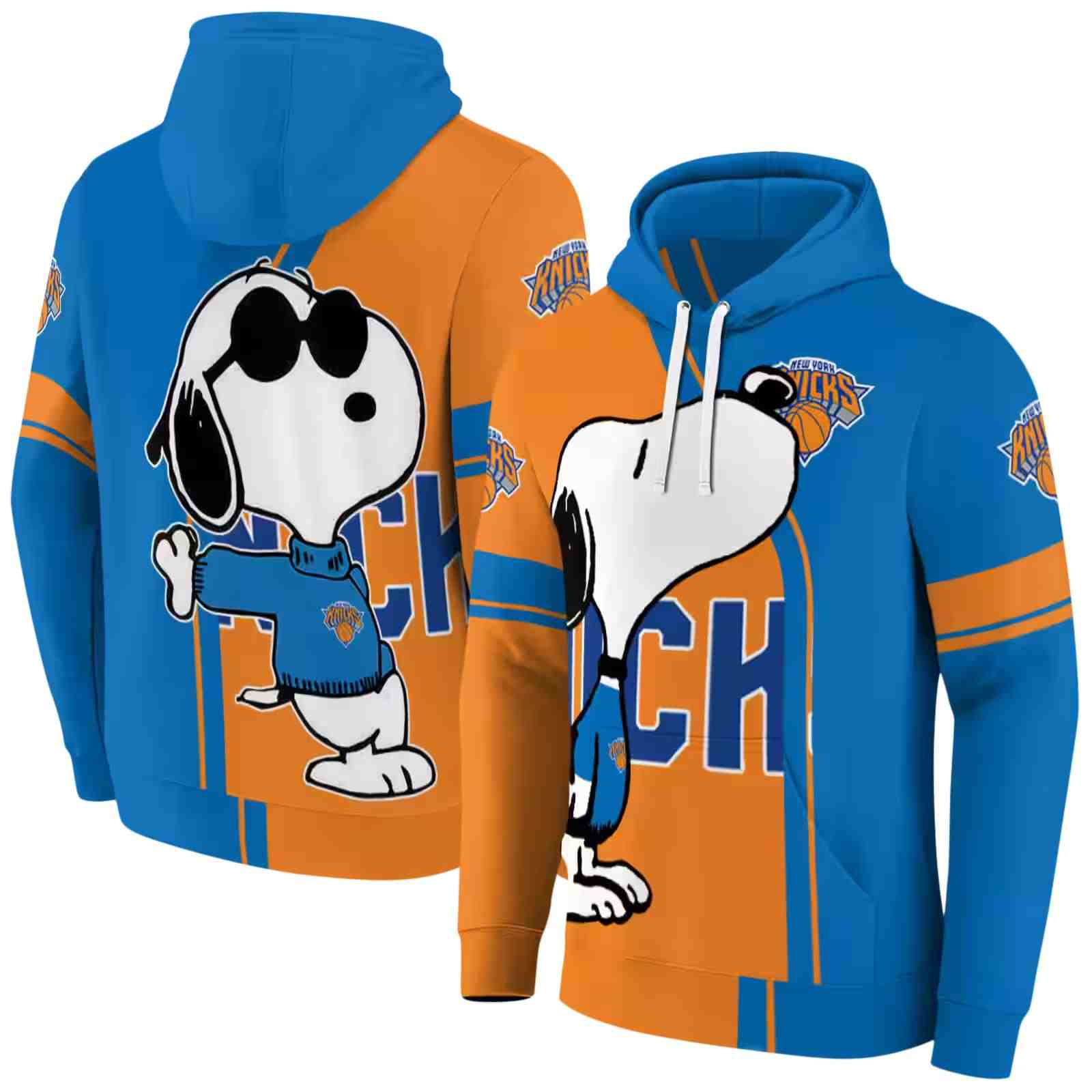 new york knicks playful snoopy blue hoodie fashion forward