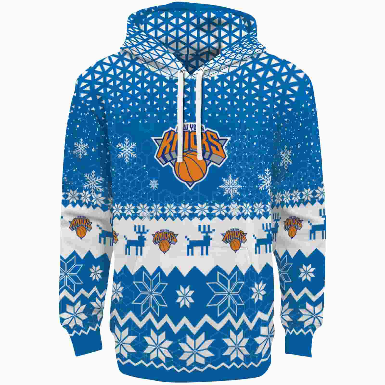 New York Knicks Reindeer Motif Blue Hoodie