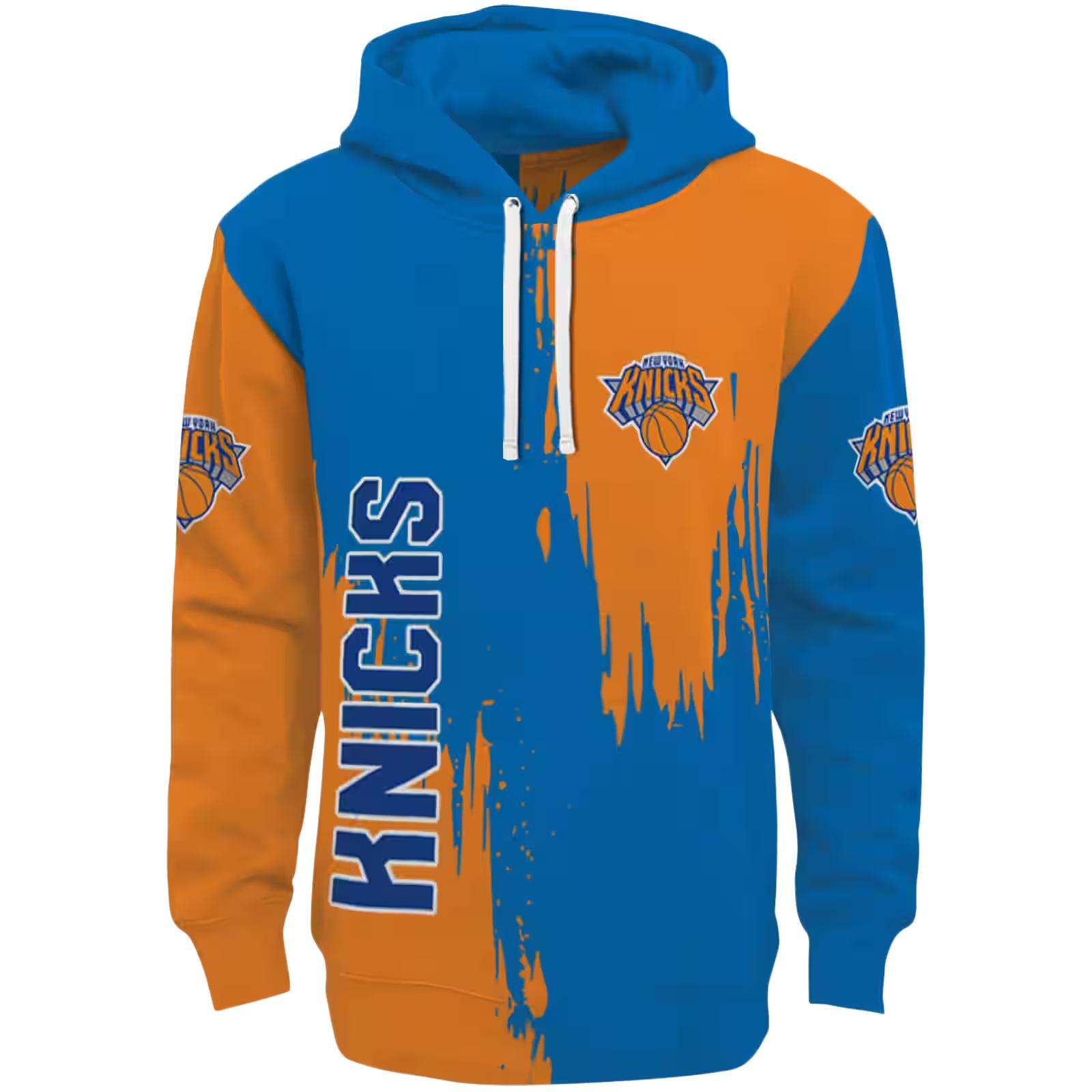 New York Knicks Splatter Effect Blue Hoodie