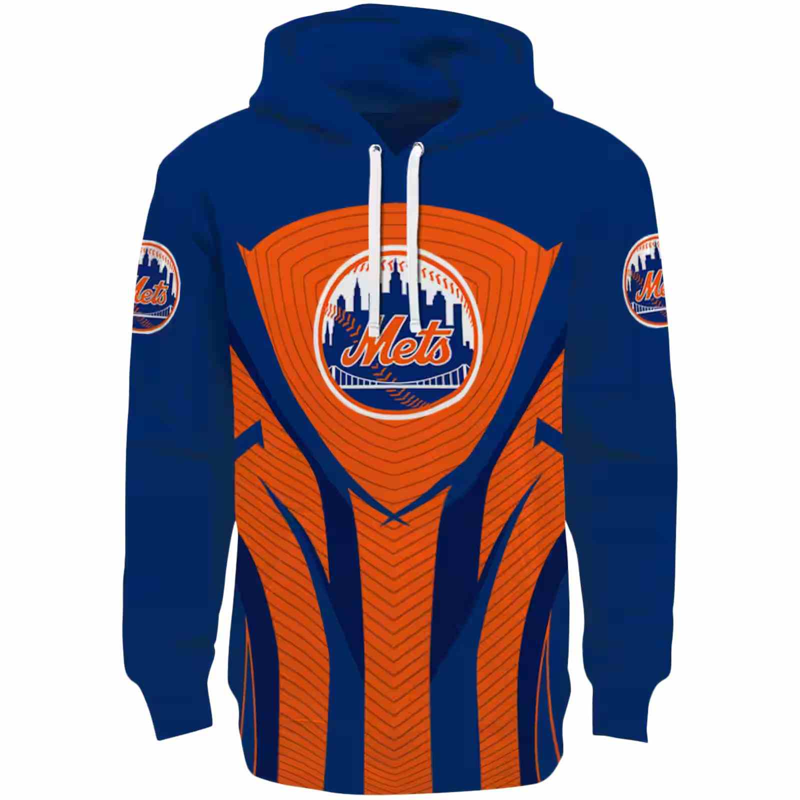 New York Mets Concentric Lines Blue Black Hoodie