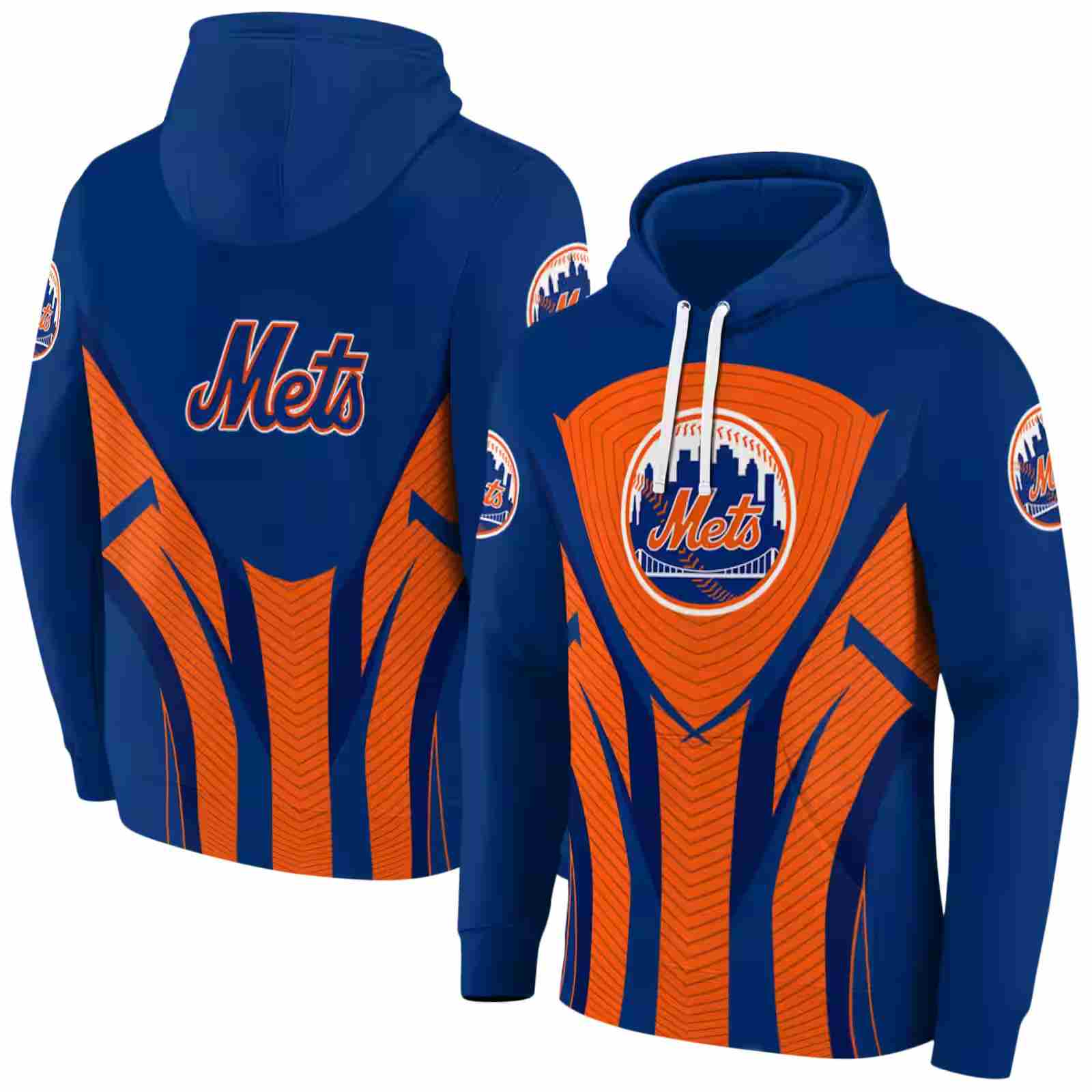 new york mets concentric lines blue black hoodie fashion forward