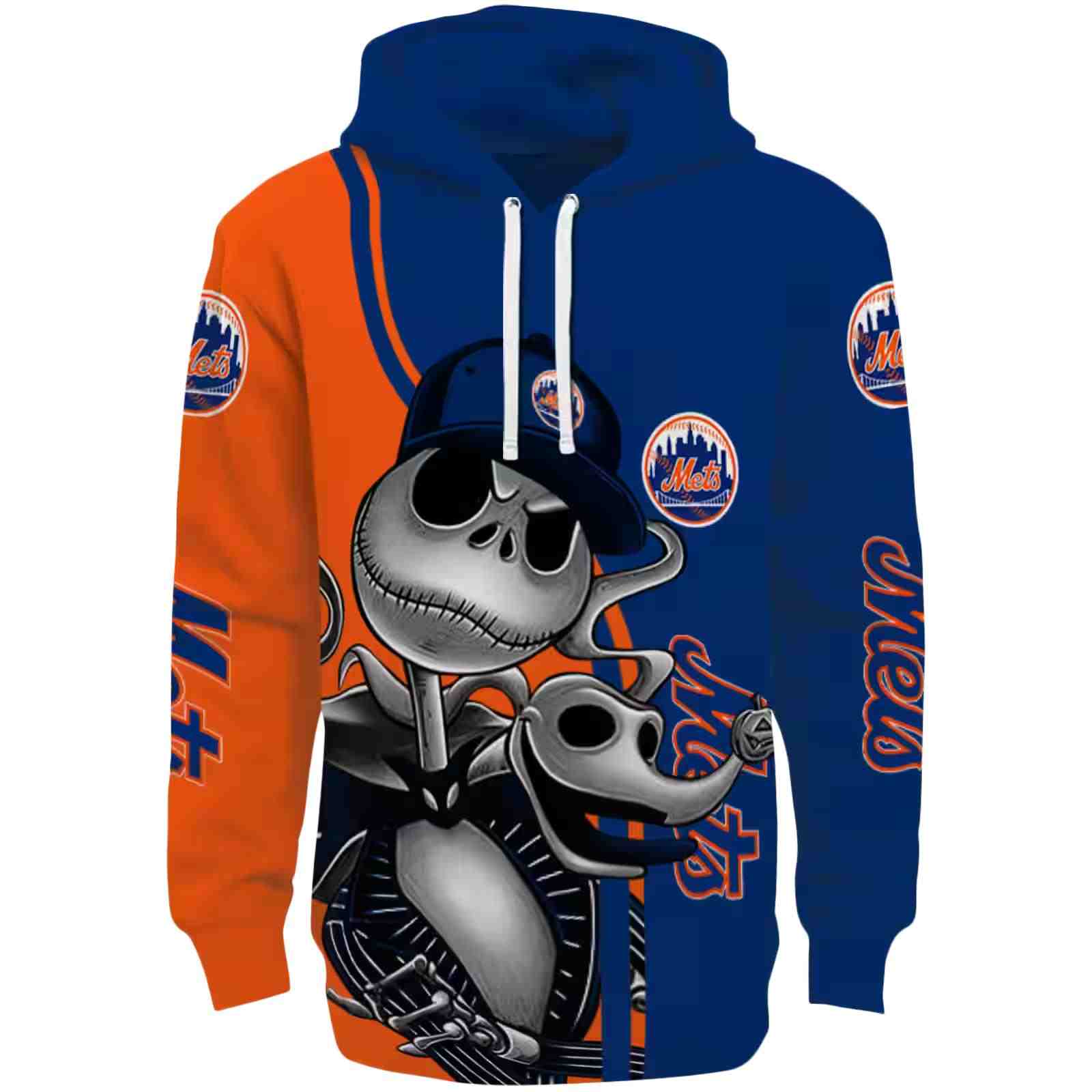 New York Mets Jack Skellington Blue Hoodie