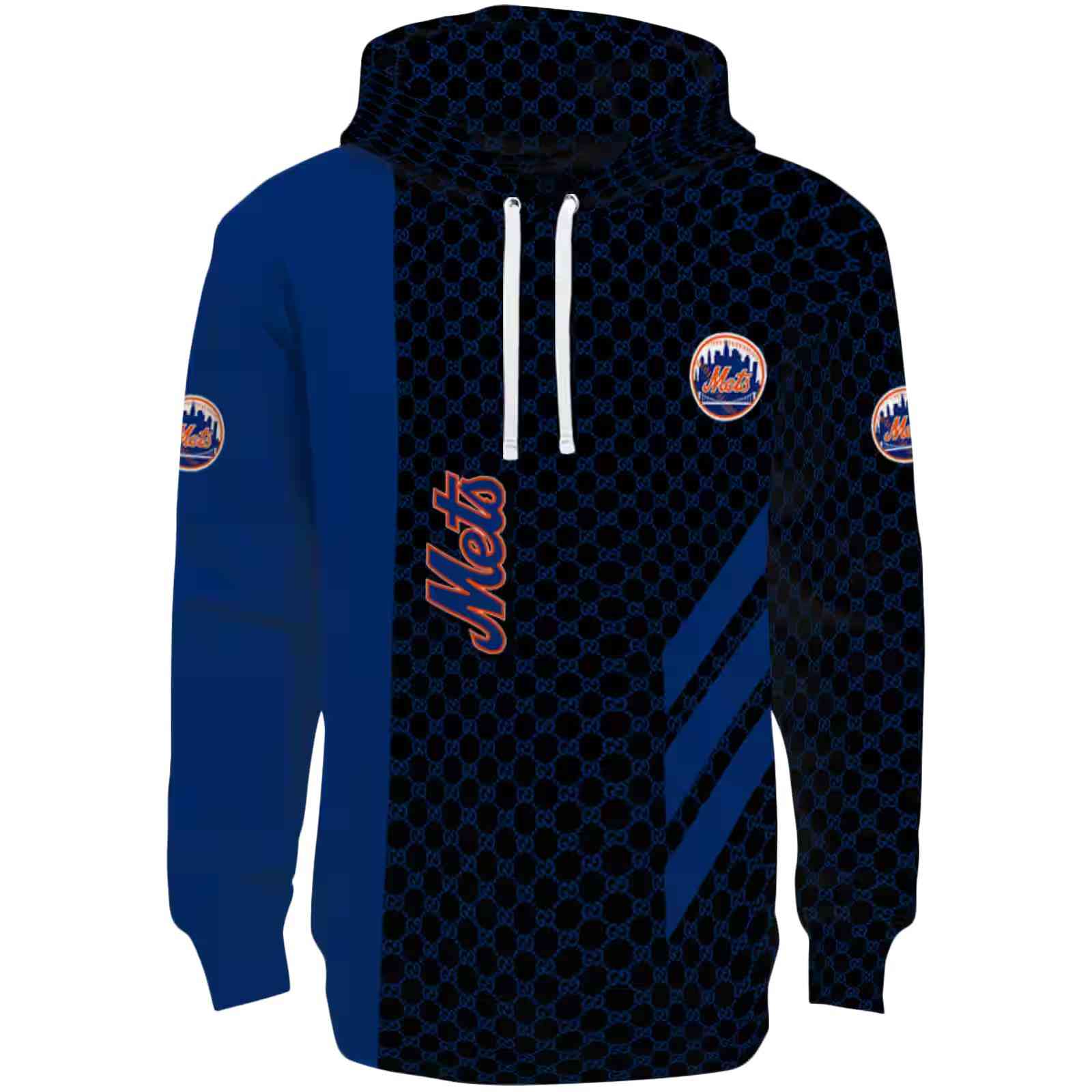 New York Mets Monogram Pattern Blue Hoodie