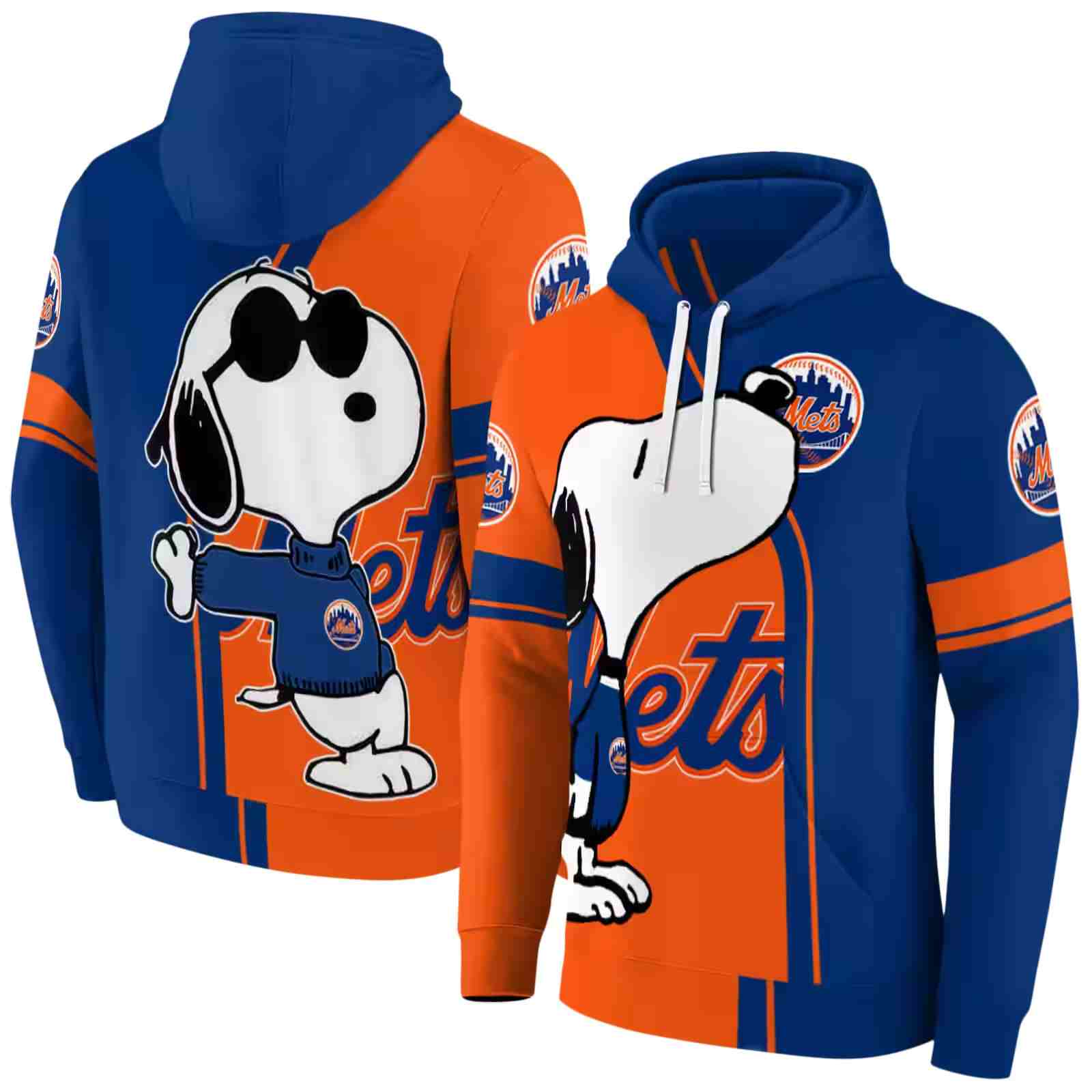 new york mets playful snoopy blue hoodie fashion forward