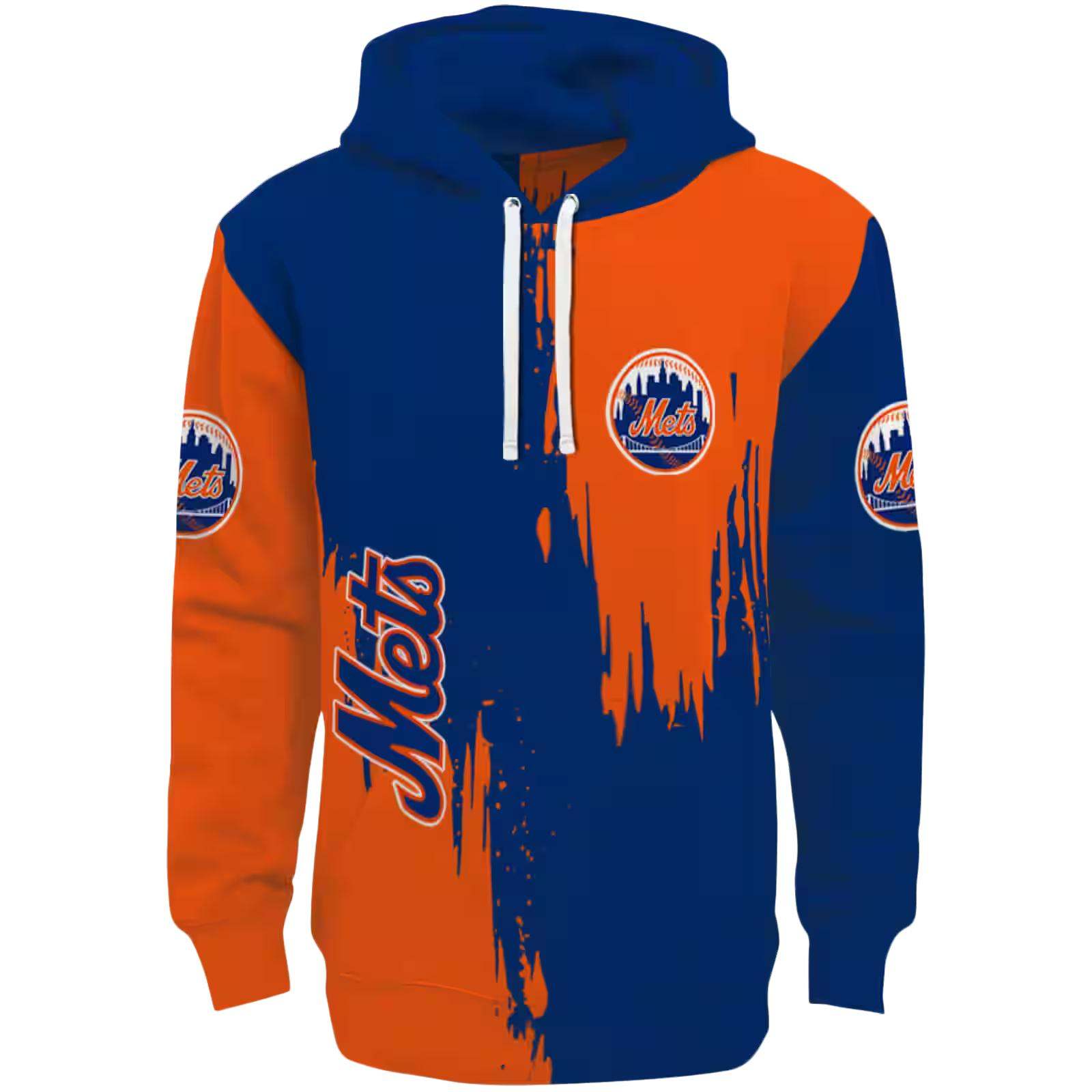 New York Mets Splatter Effect Blue Hoodie