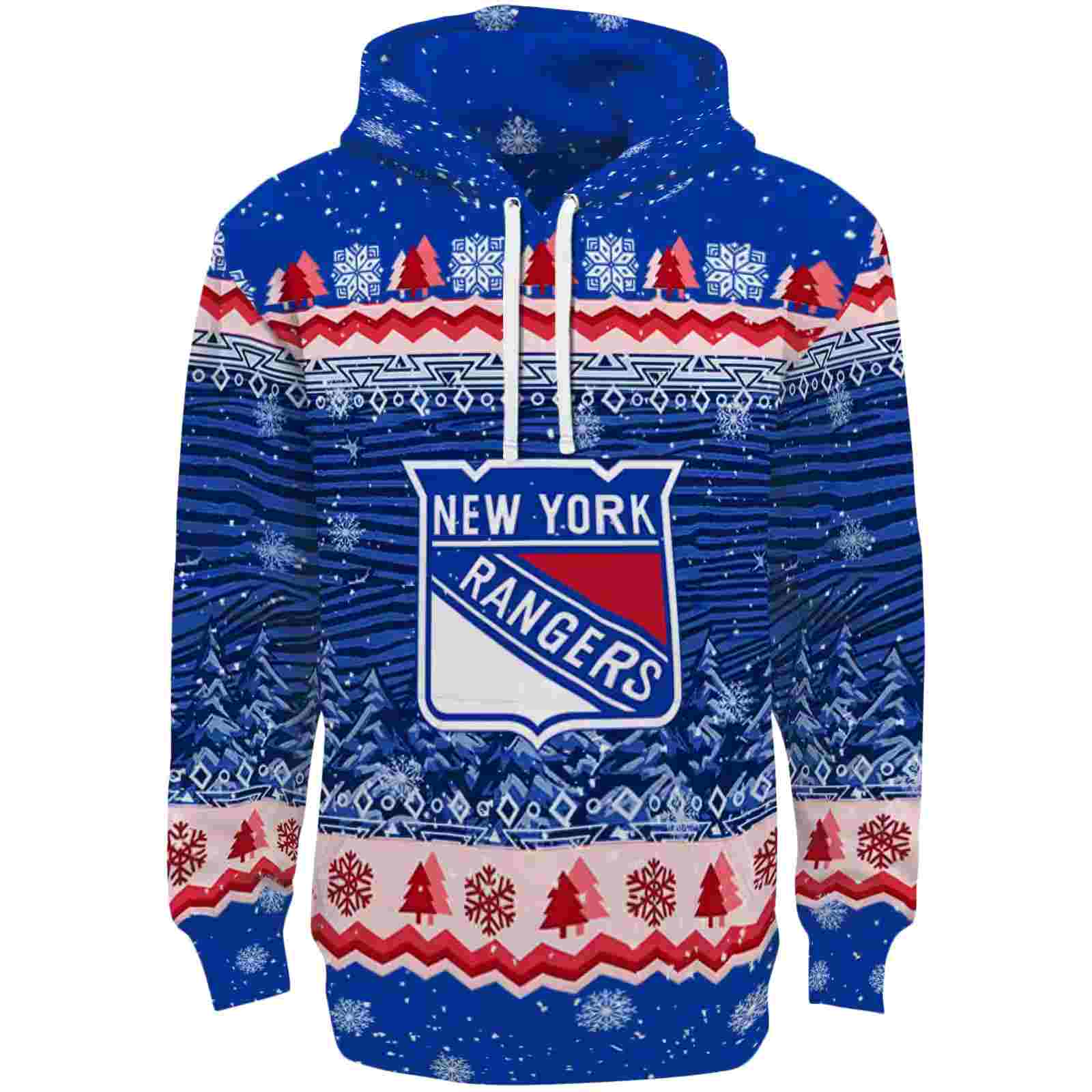 New York Rangers Christmas Trees Blue Hoodie