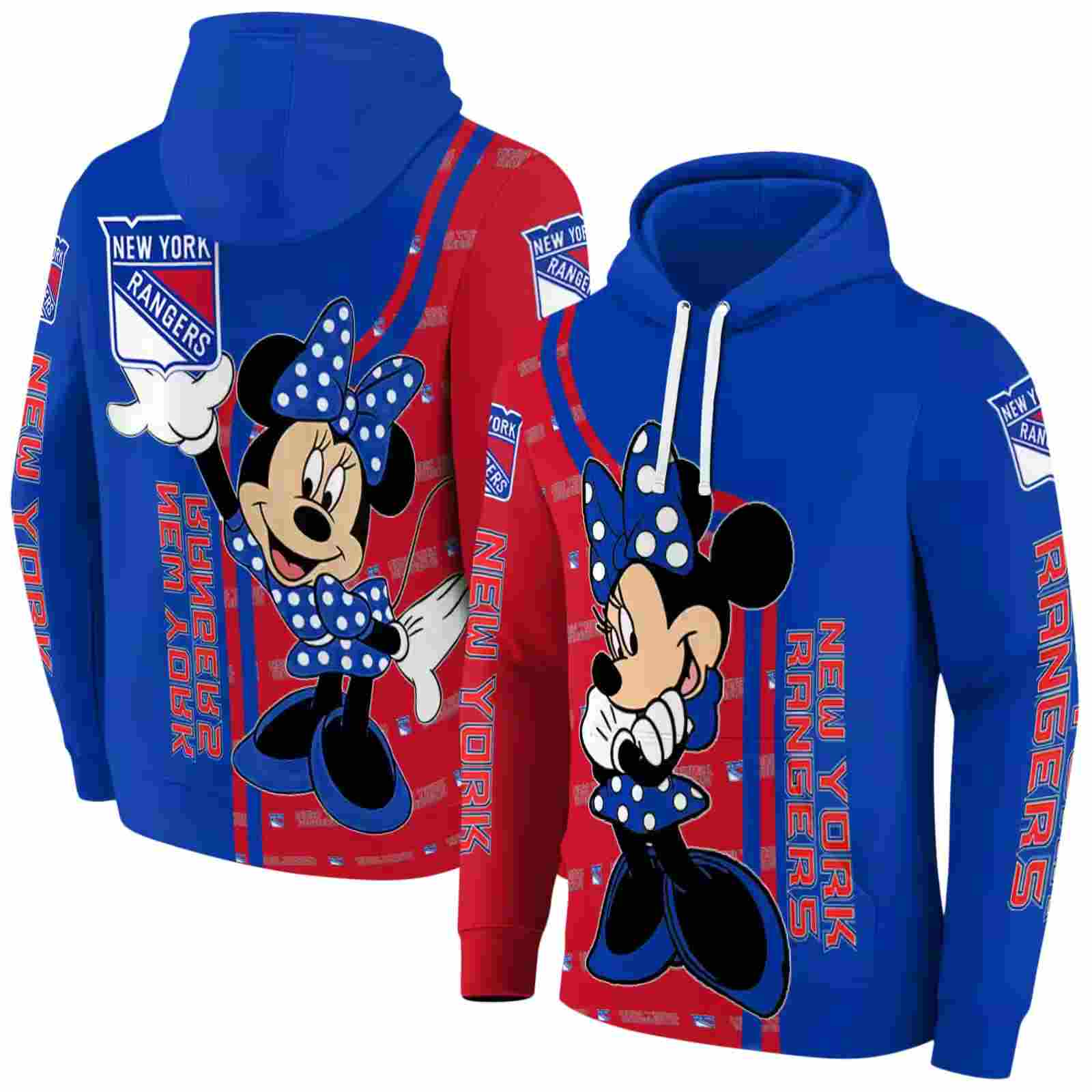 new york rangers minnie mouse blue hoodie fashion forward