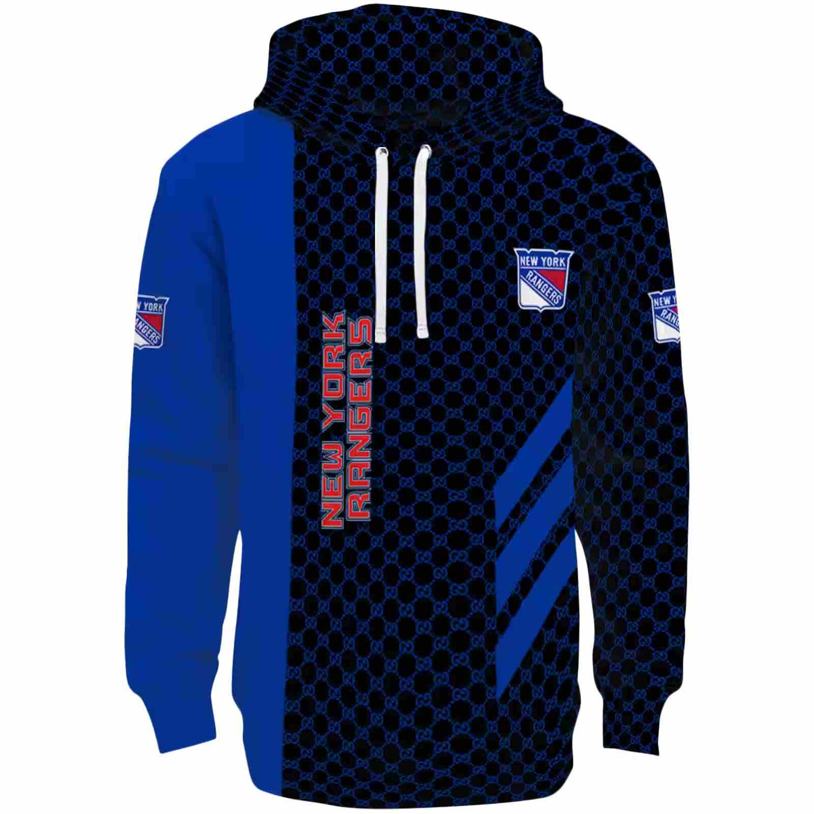 New York Rangers Monogram Pattern Blue Hoodie