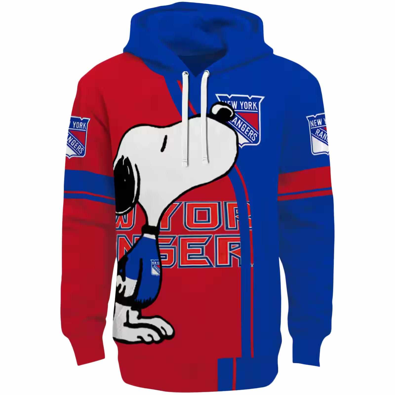 New York Rangers Playful Snoopy Blue Hoodie