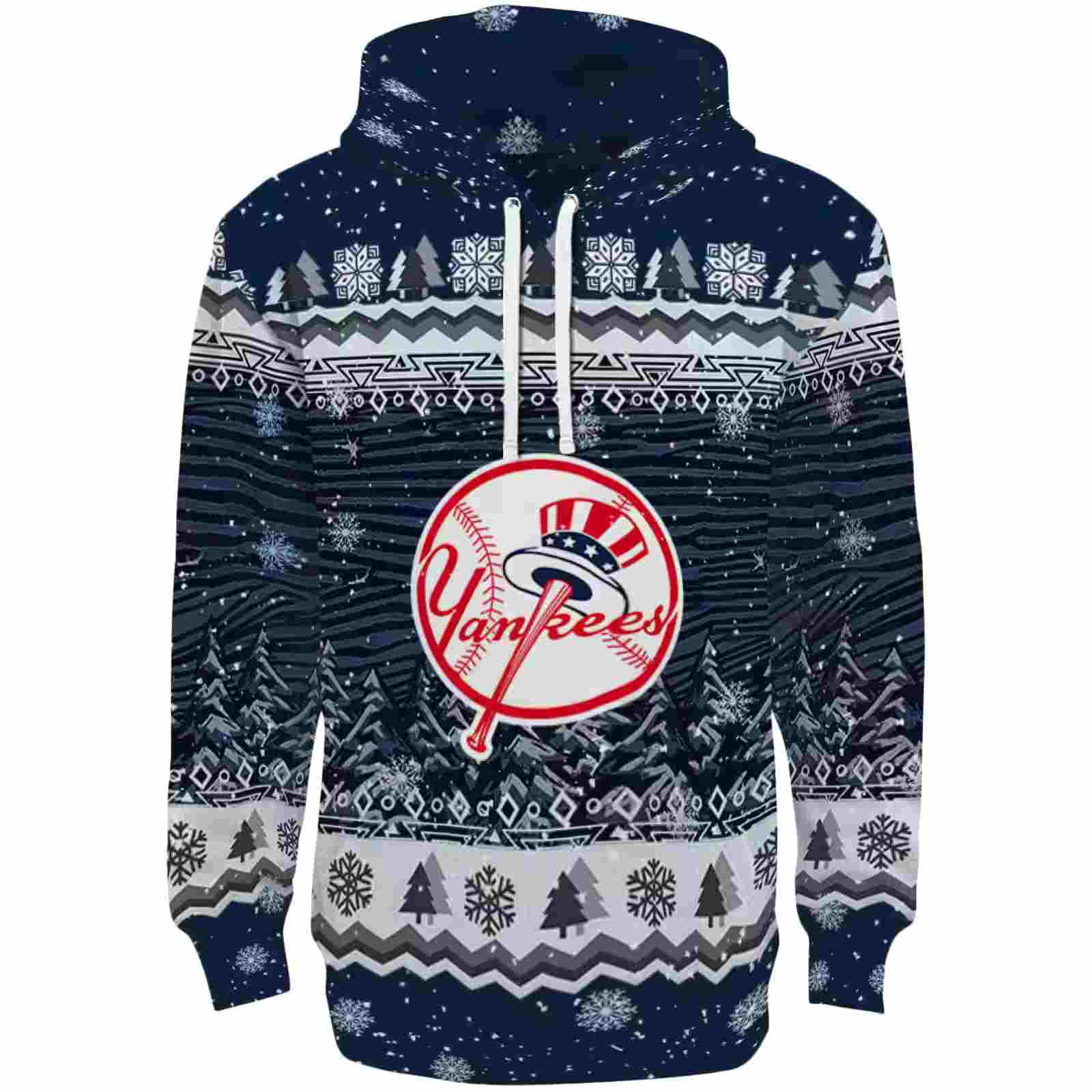 New York Yankees Christmas Trees Navy Hoodie