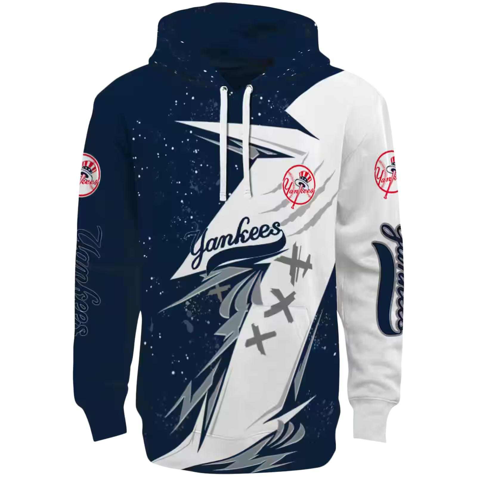 New York Yankees Dynamic Slash Navy White Hoodie