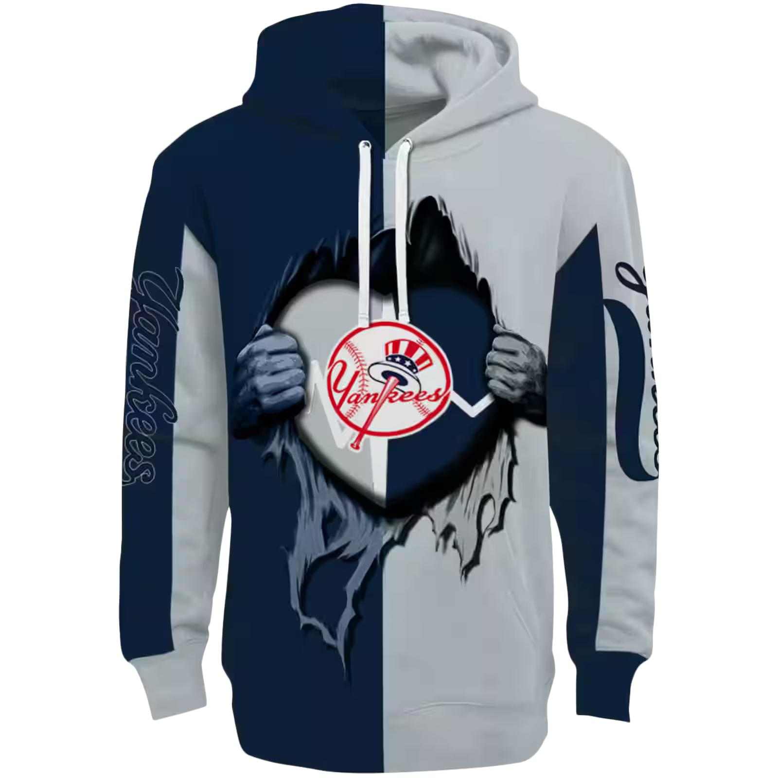 New York Yankees Heartbeat Graphic Navy Hoodie