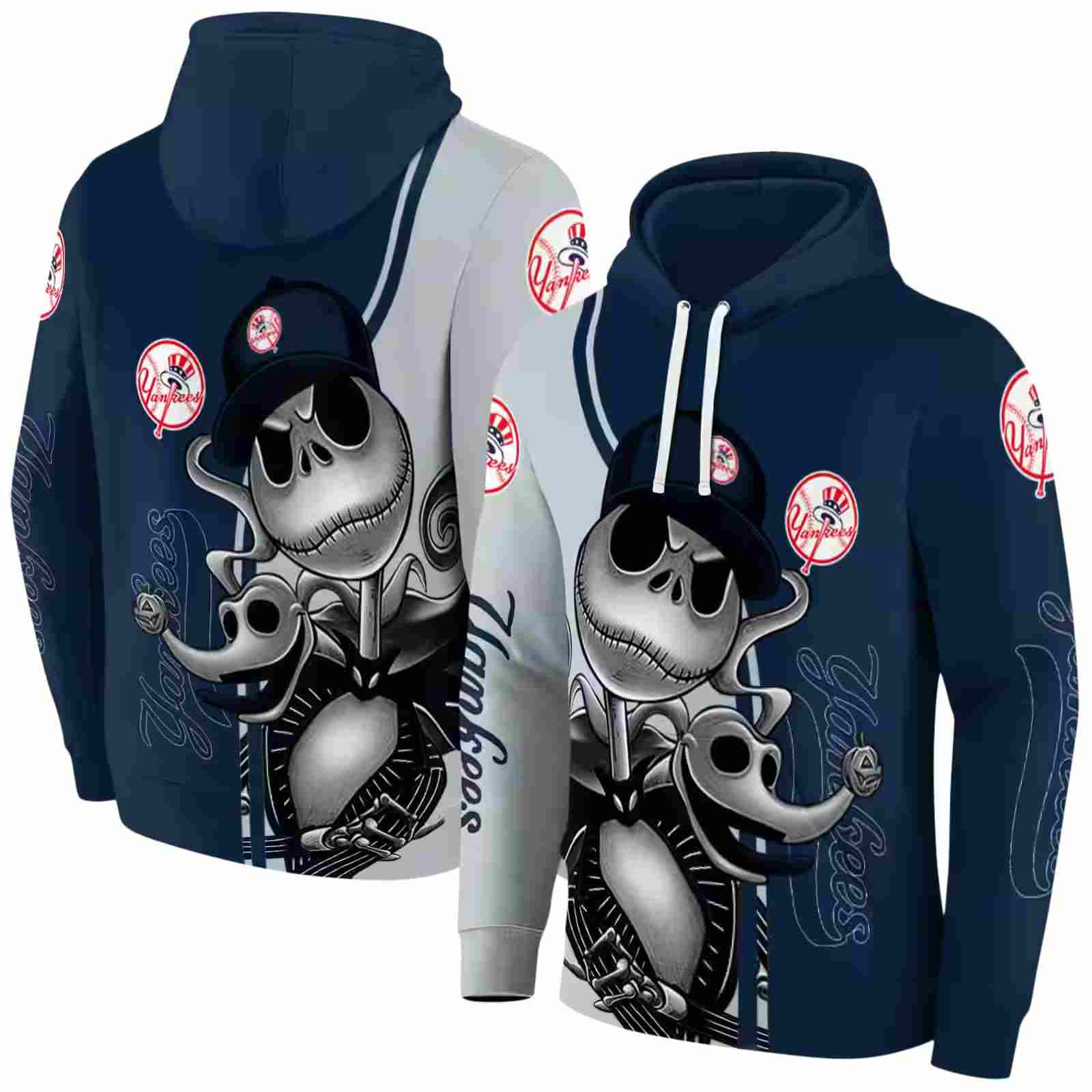 new york yankees jack skellington navy hoodie fashion forward