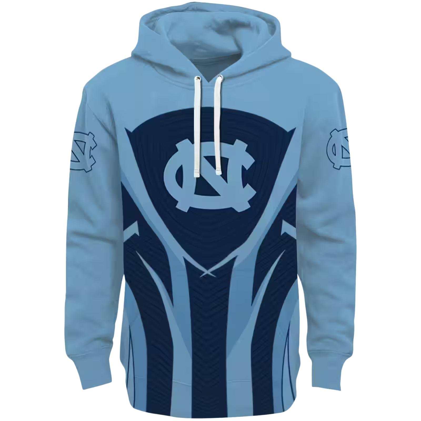 North Carolina Tar Heels Concentric Lines Light Blue Black Hoodie