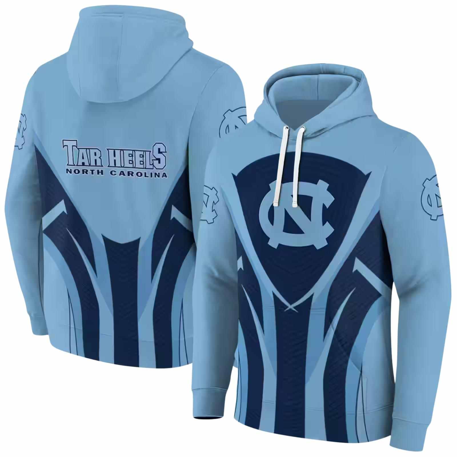 north carolina tar heels concentric lines light blue black hoodie fashion forward