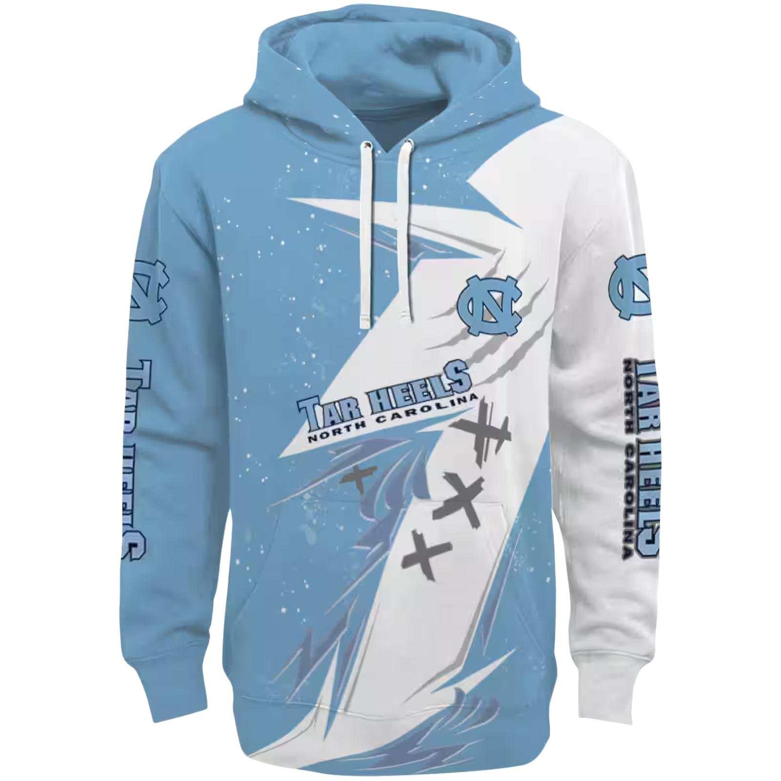 North Carolina Tar Heels Dynamic Slash Light Blue White Hoodie