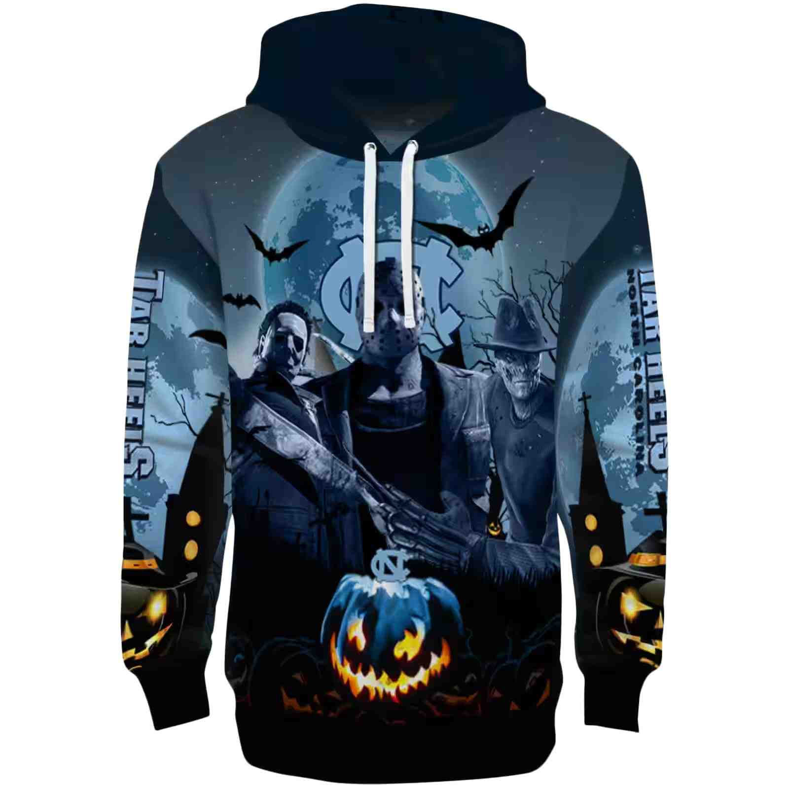 North Carolina Tar Heels Halloween Vibes Light Blue Black Hoodie