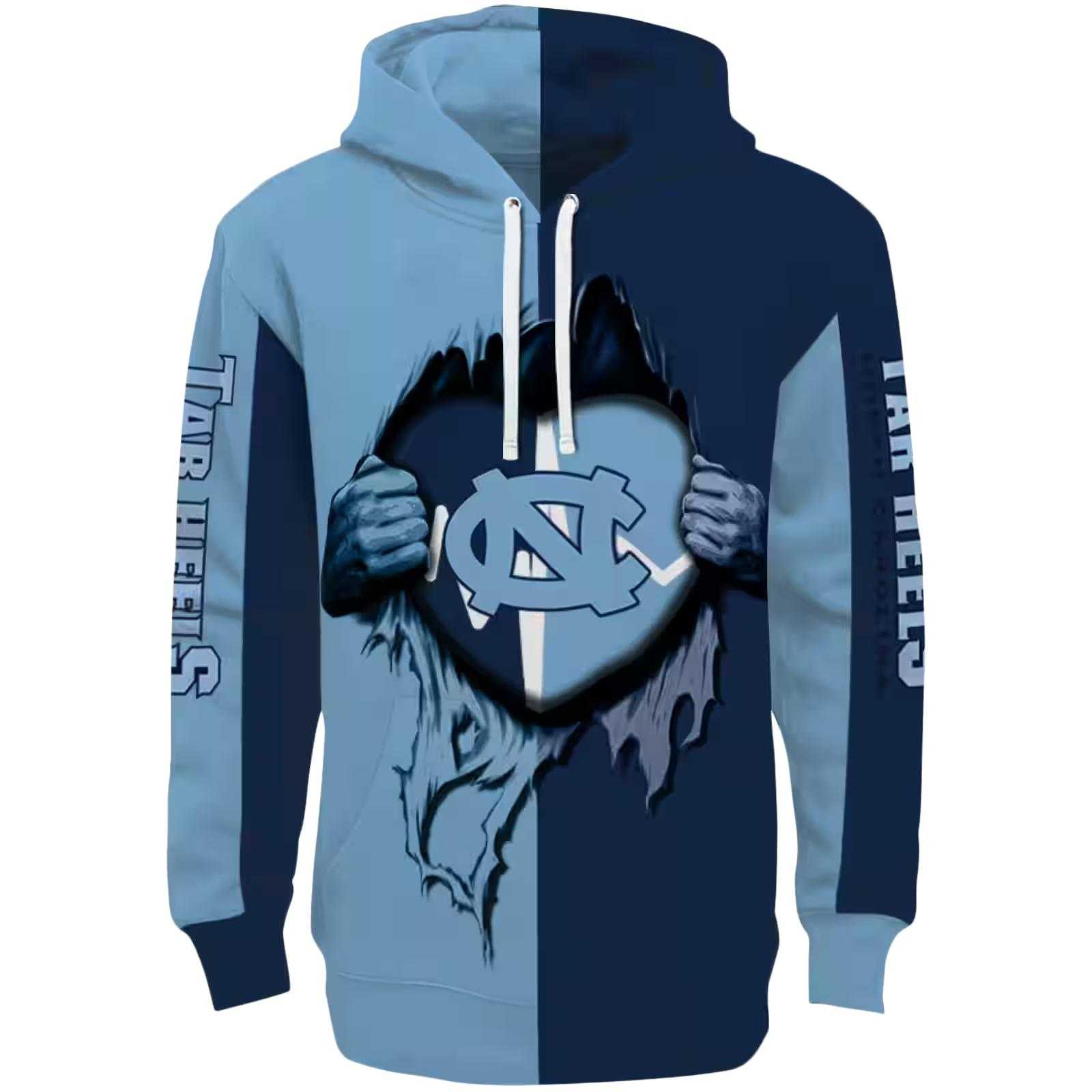 North Carolina Tar Heels Heartbeat Graphic Light Blue Hoodie