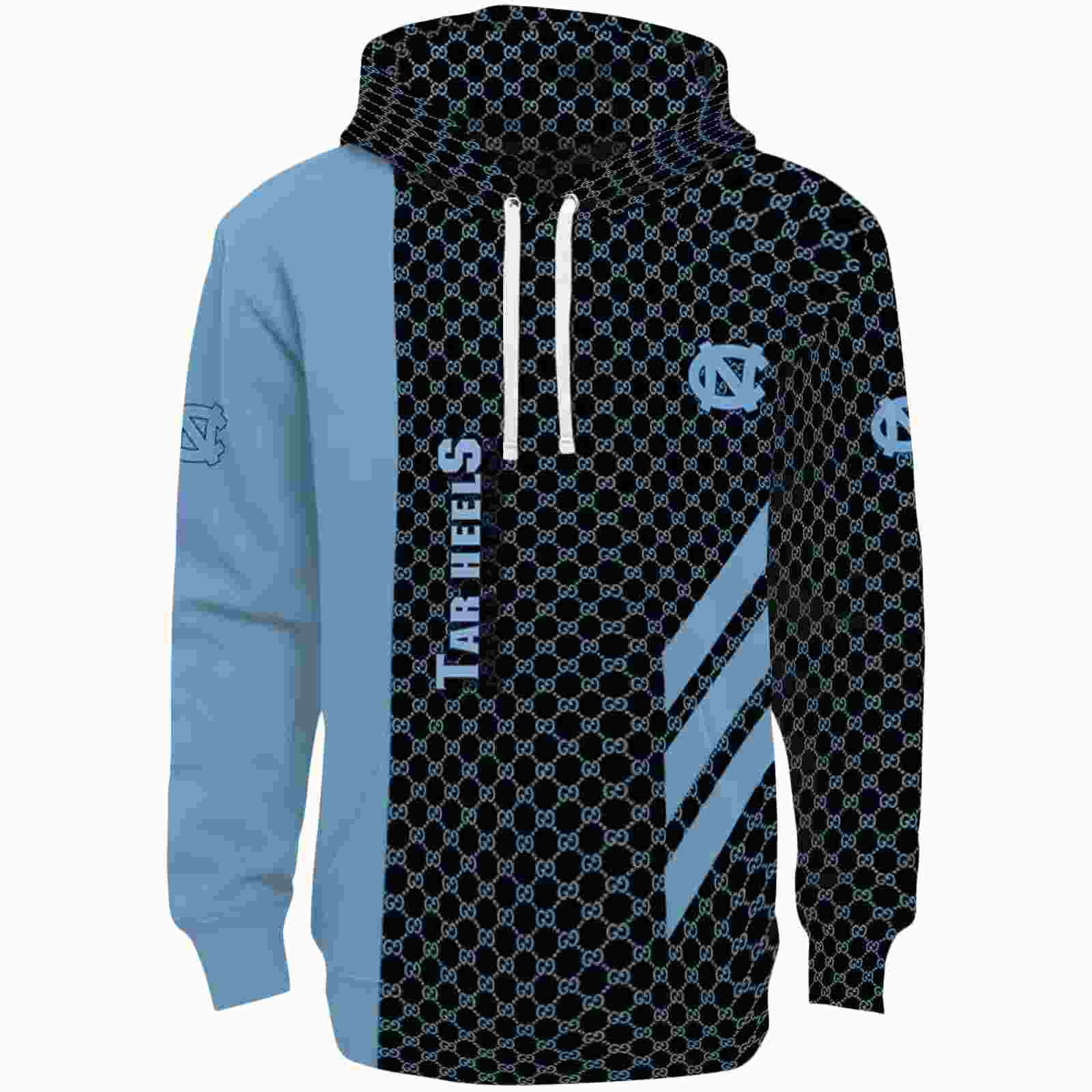 North Carolina Tar Heels Monogram Pattern Light Blue Hoodie