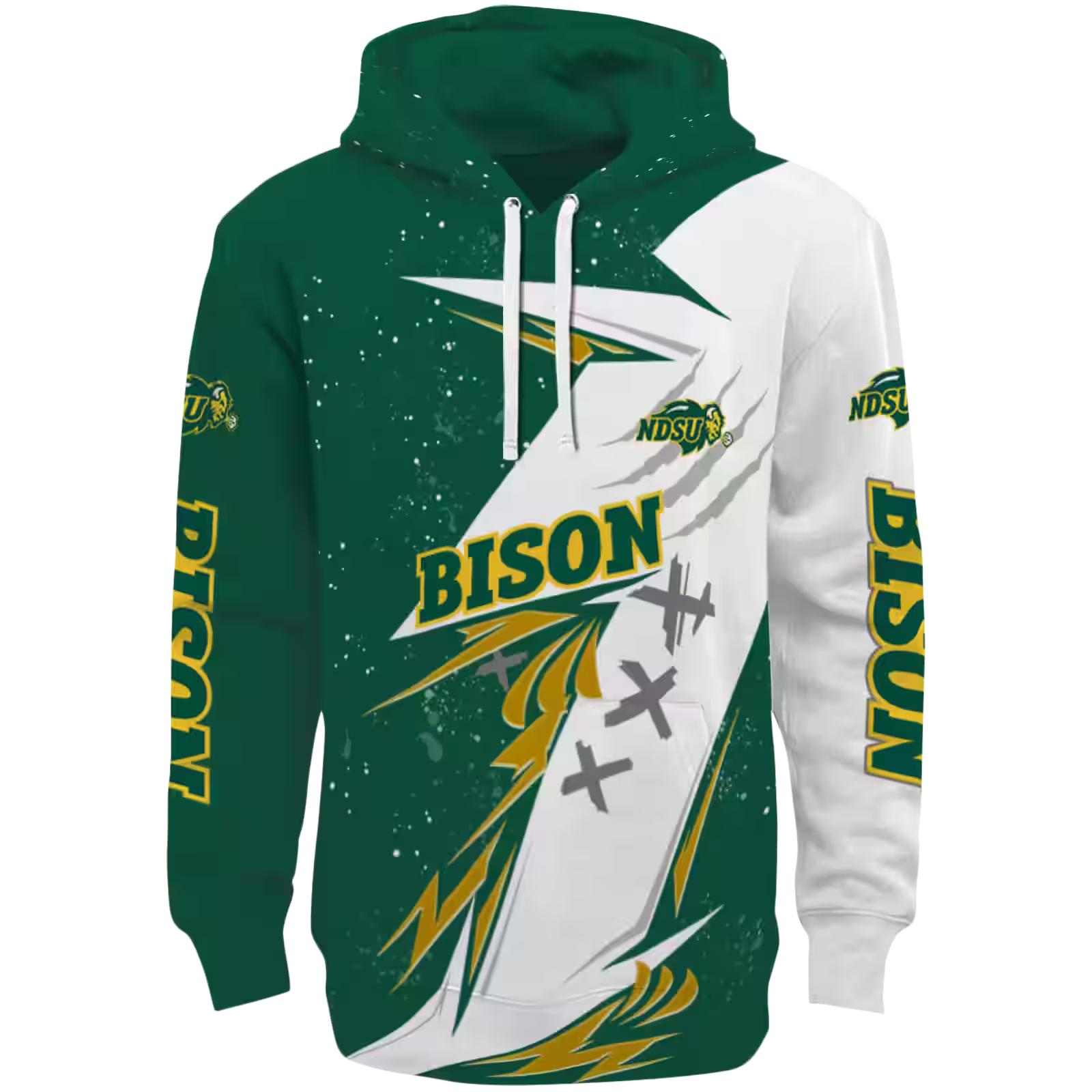 North Dakota State Bison Dynamic Slash Green White Hoodie