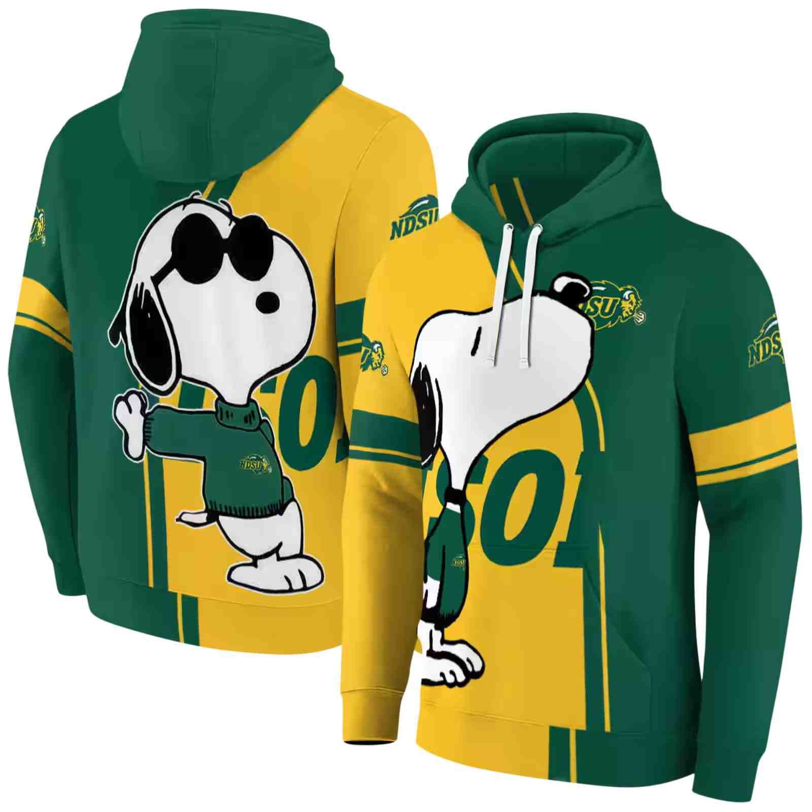 north dakota state bison playful snoopy green hoodie fashion forward