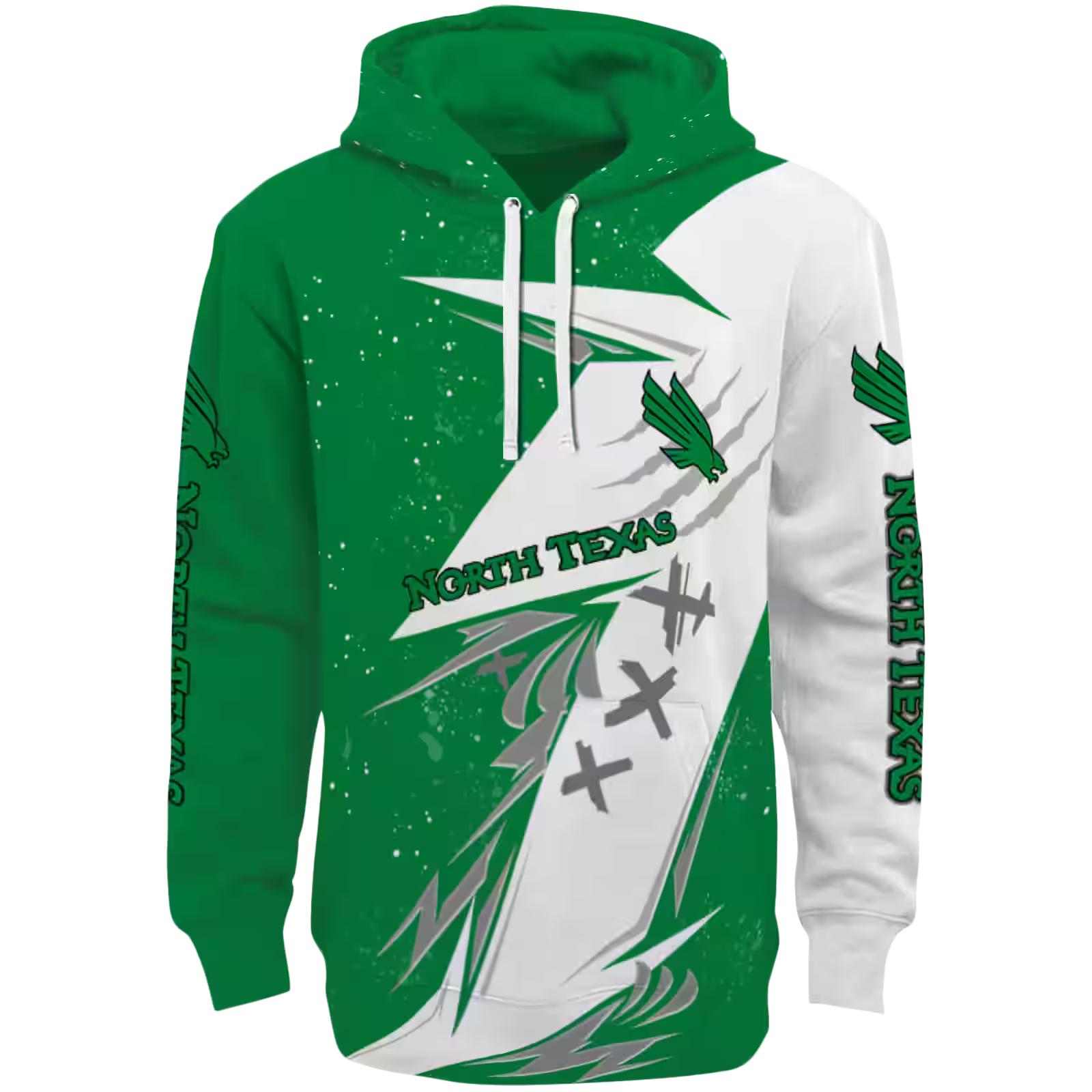 North Texas Mean Green Dynamic Slash Green White Hoodie