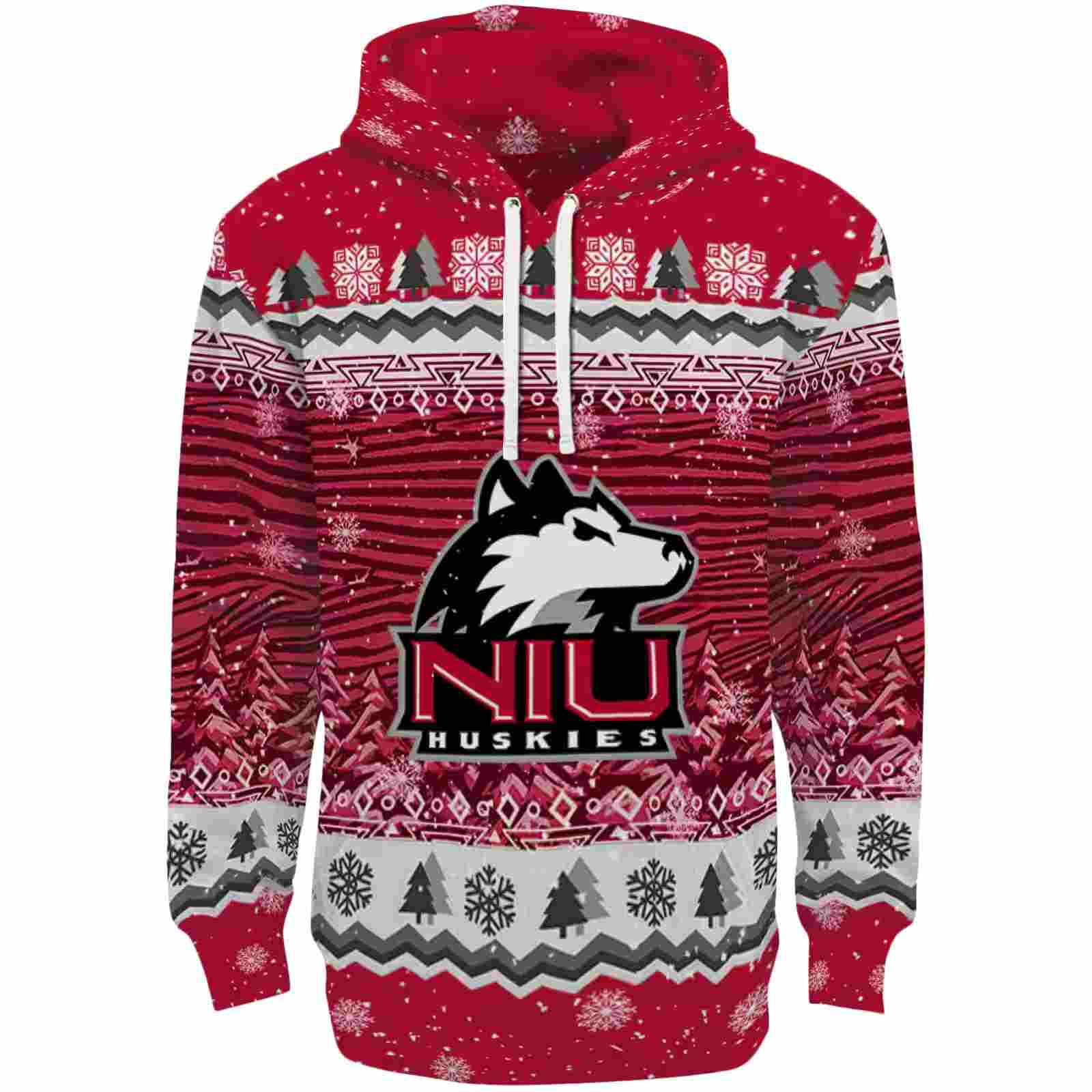 Northern Illinois Huskies Christmas Trees Red Hoodie