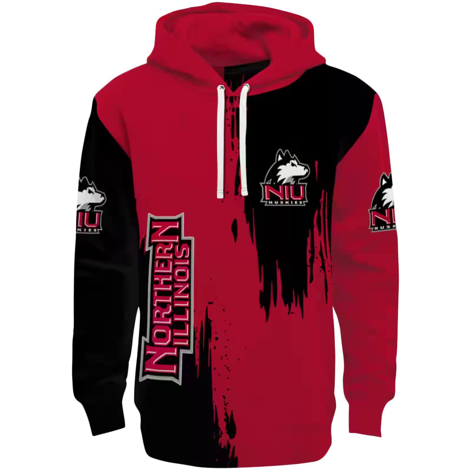 Northern Illinois Huskies Splatter Effect Red Hoodie