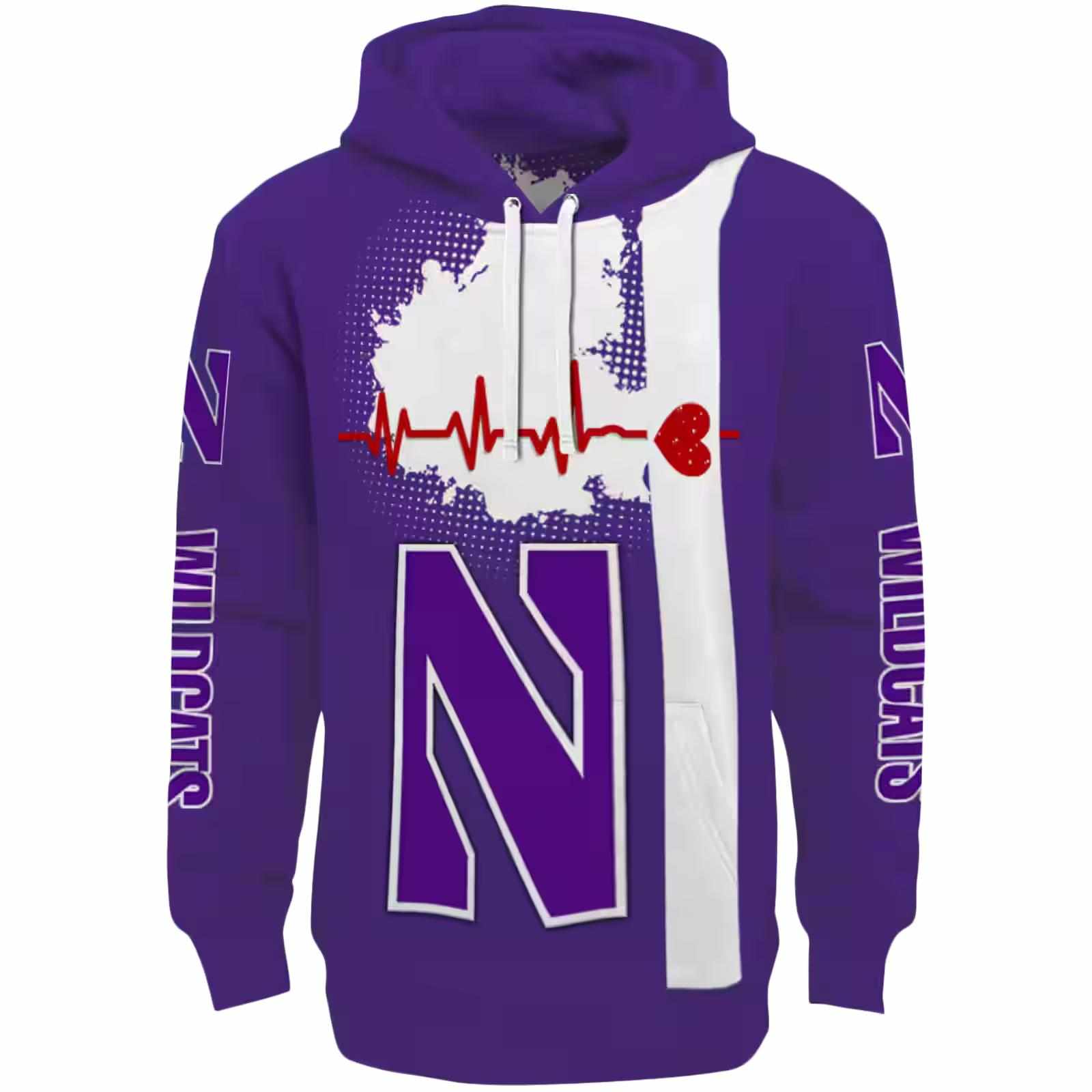 Northwestern Wildcats Football Heartbeat Purple Hoodie