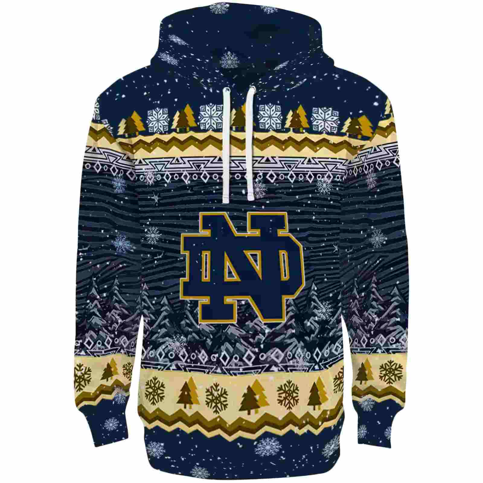 Notre Dame Fighting Irish Christmas Trees Navy Hoodie
