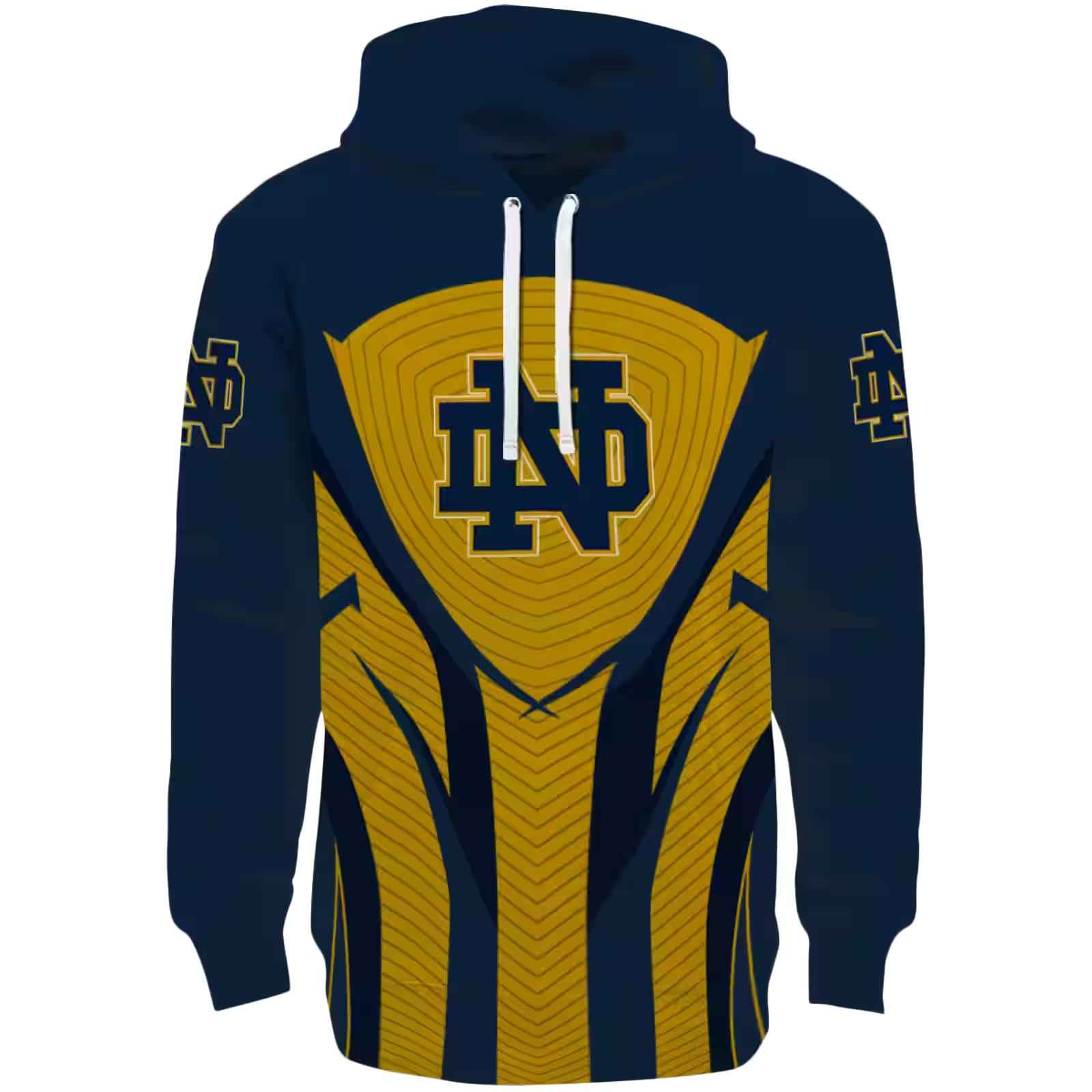 Notre Dame Fighting Irish Concentric Lines Navy Black Hoodie