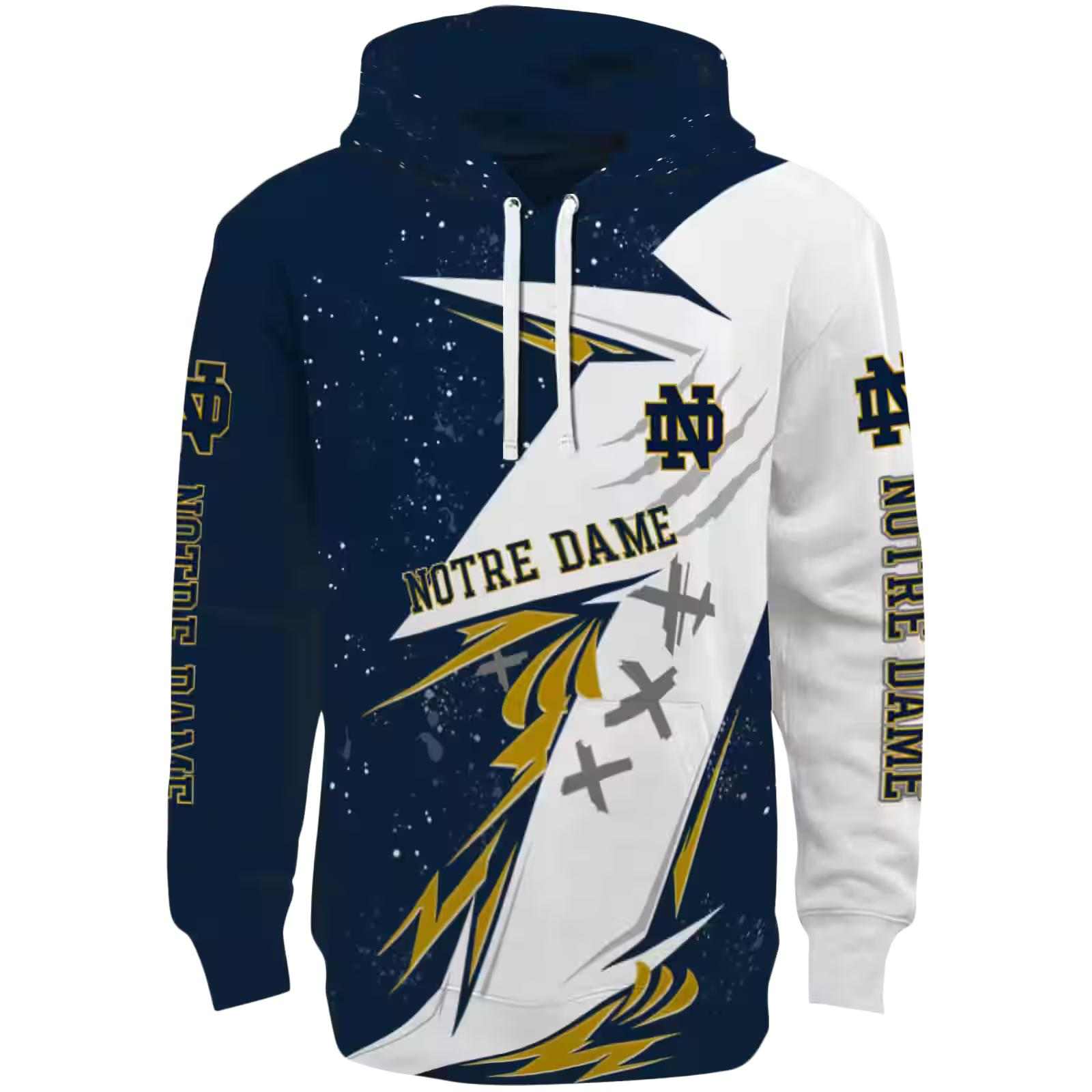 Notre Dame Fighting Irish Dynamic Slash Navy White Hoodie