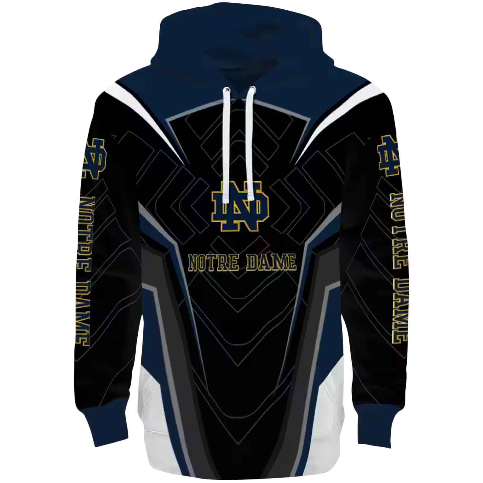Notre Dame Fighting Irish Futuristic Pattern Navy Black Hoodie