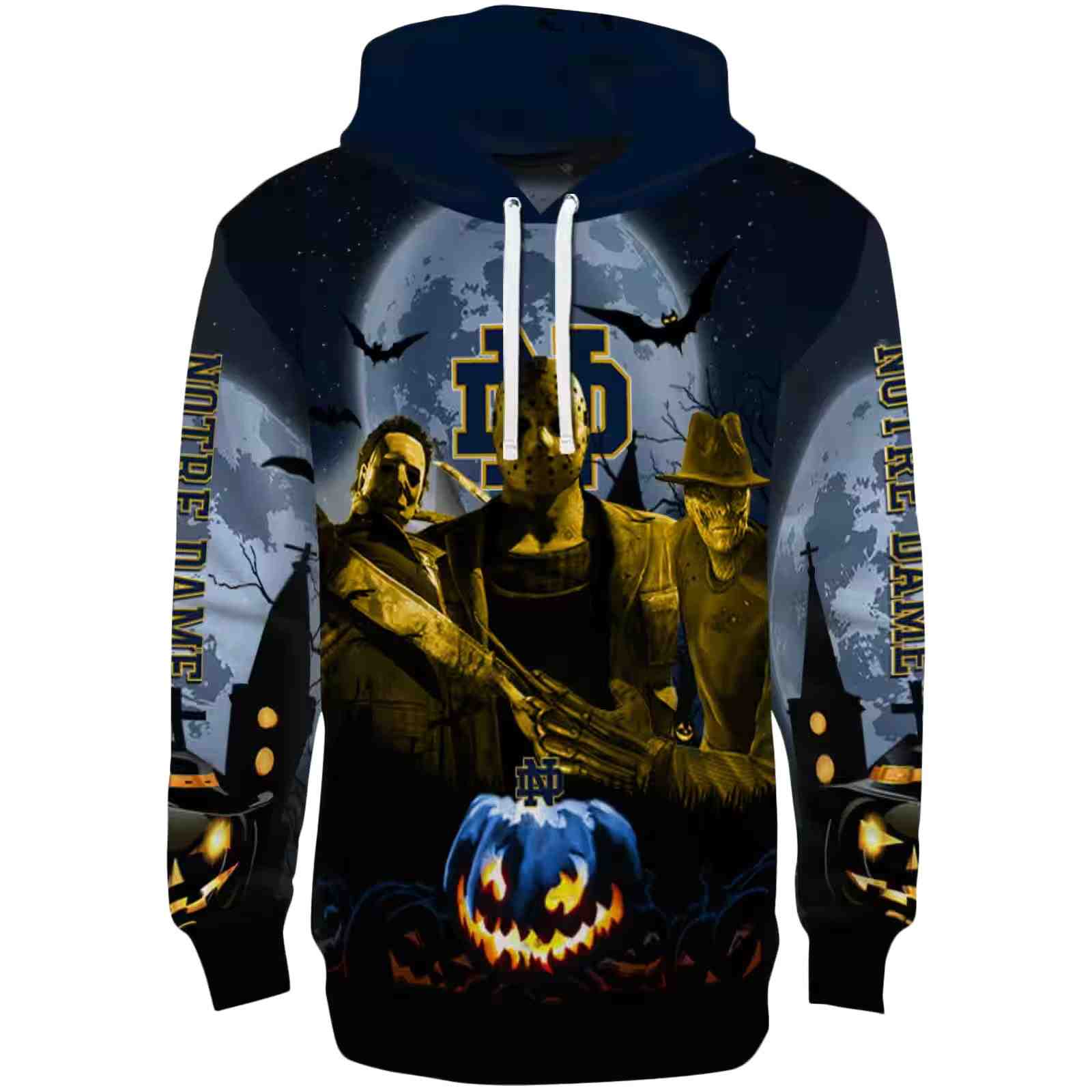 Notre Dame Fighting Irish Halloween Vibes Navy Black Hoodie