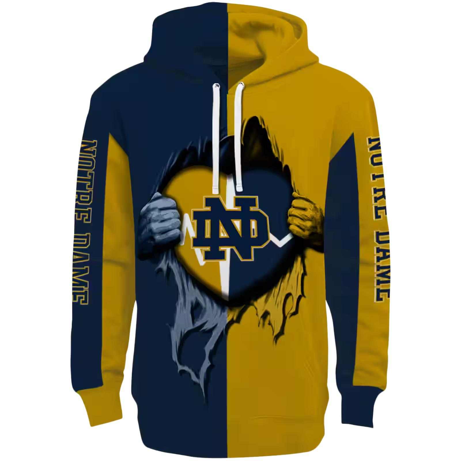 Notre Dame Fighting Irish Heartbeat Graphic Navy Hoodie