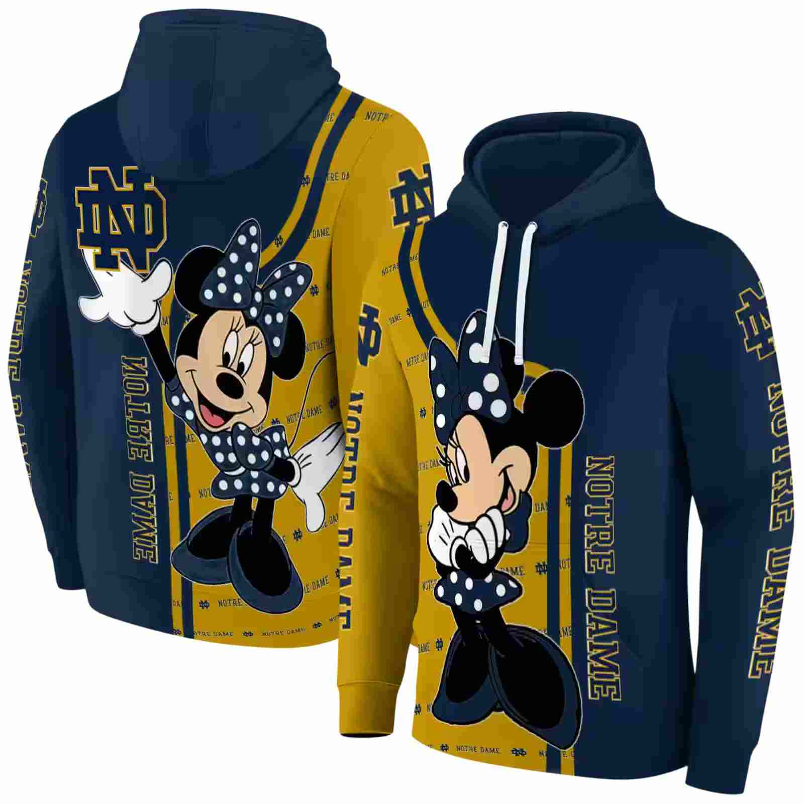 notre dame fighting irish minnie mouse navy hoodie fashion forward