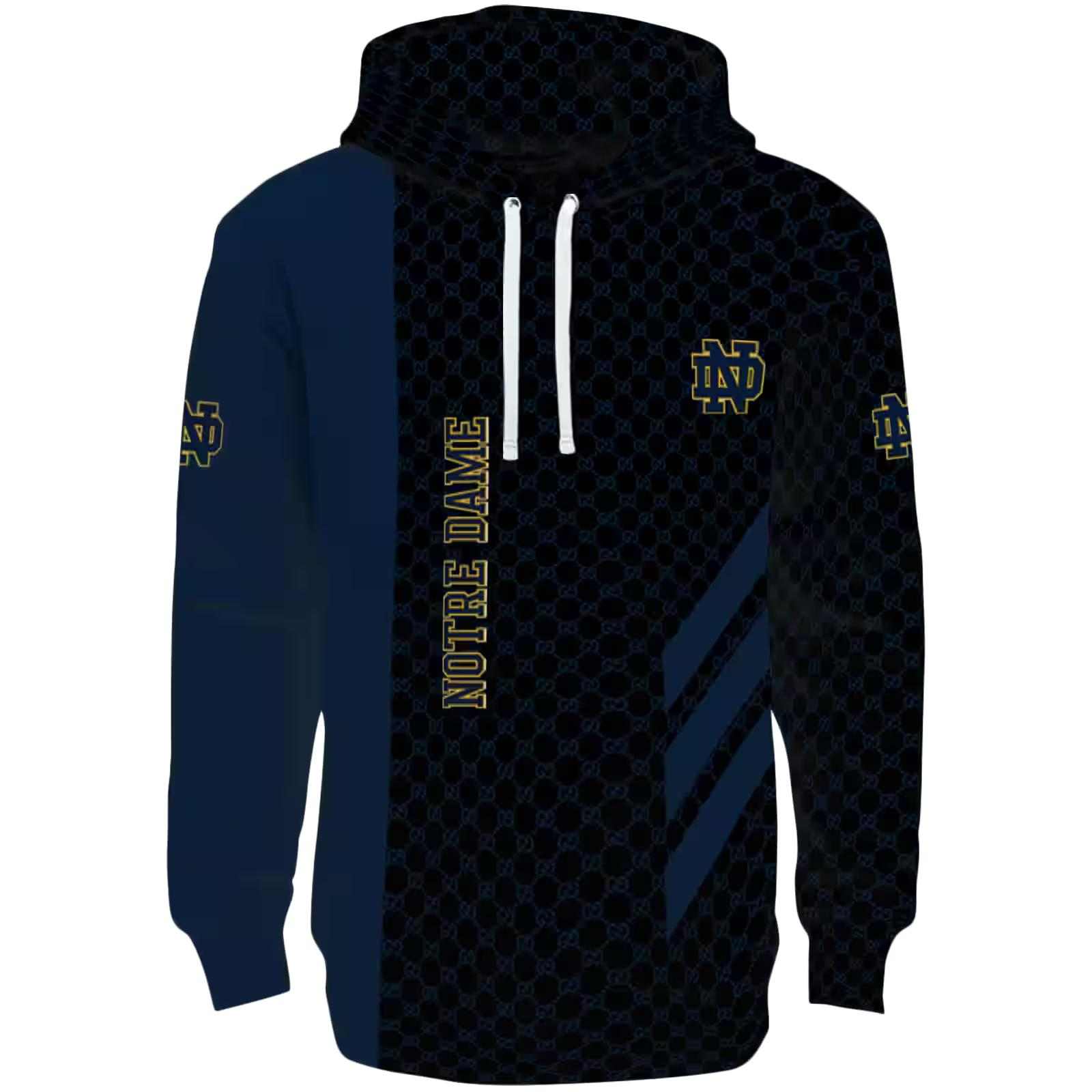 Notre Dame Fighting Irish Monogram Pattern Navy Hoodie