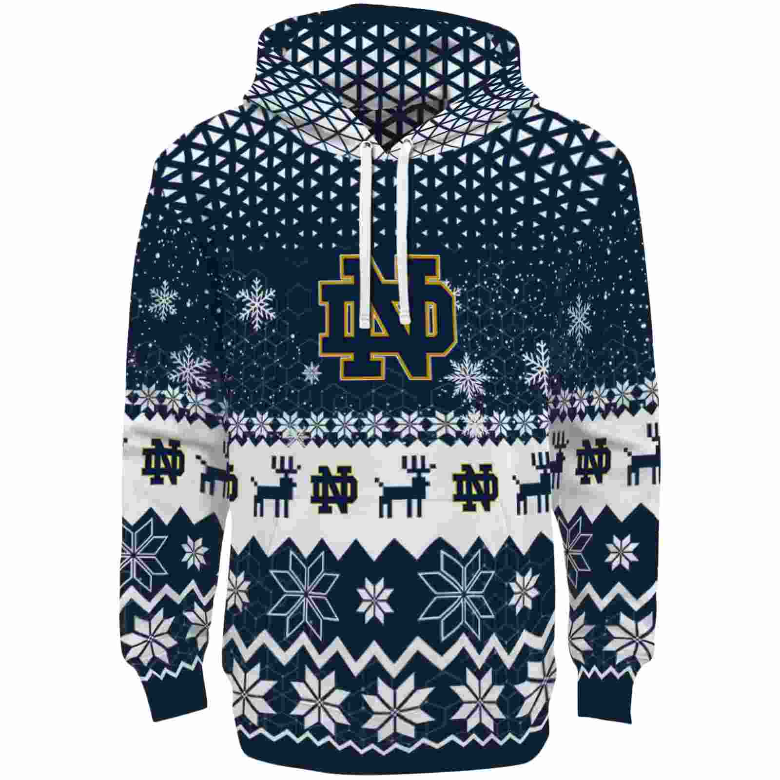 Notre Dame Fighting Irish Reindeer Motif Navy Hoodie