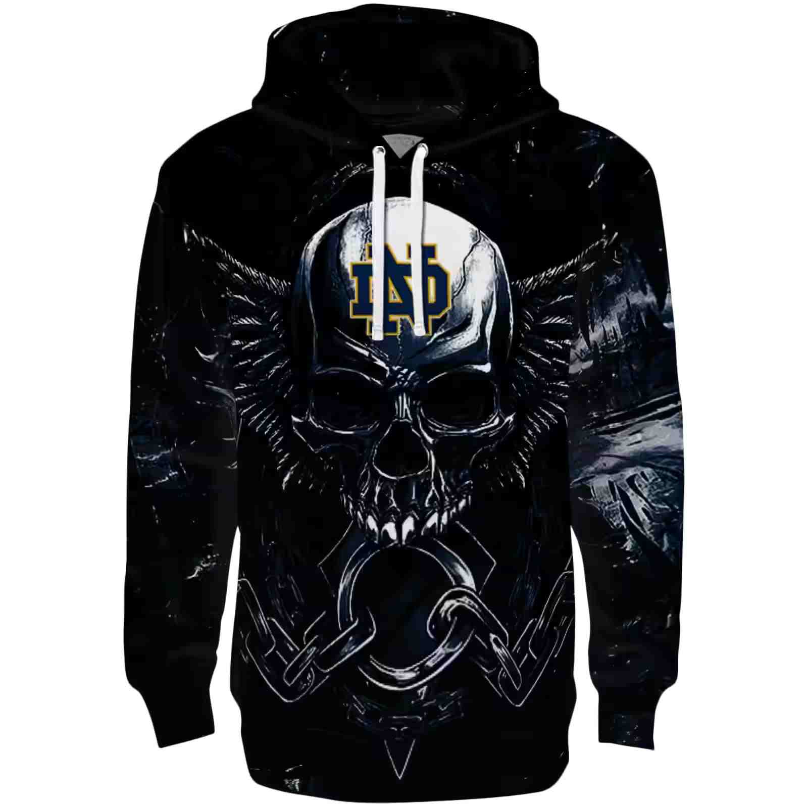Notre Dame Fighting Irish Skull Artwork Navy Black Hoodie