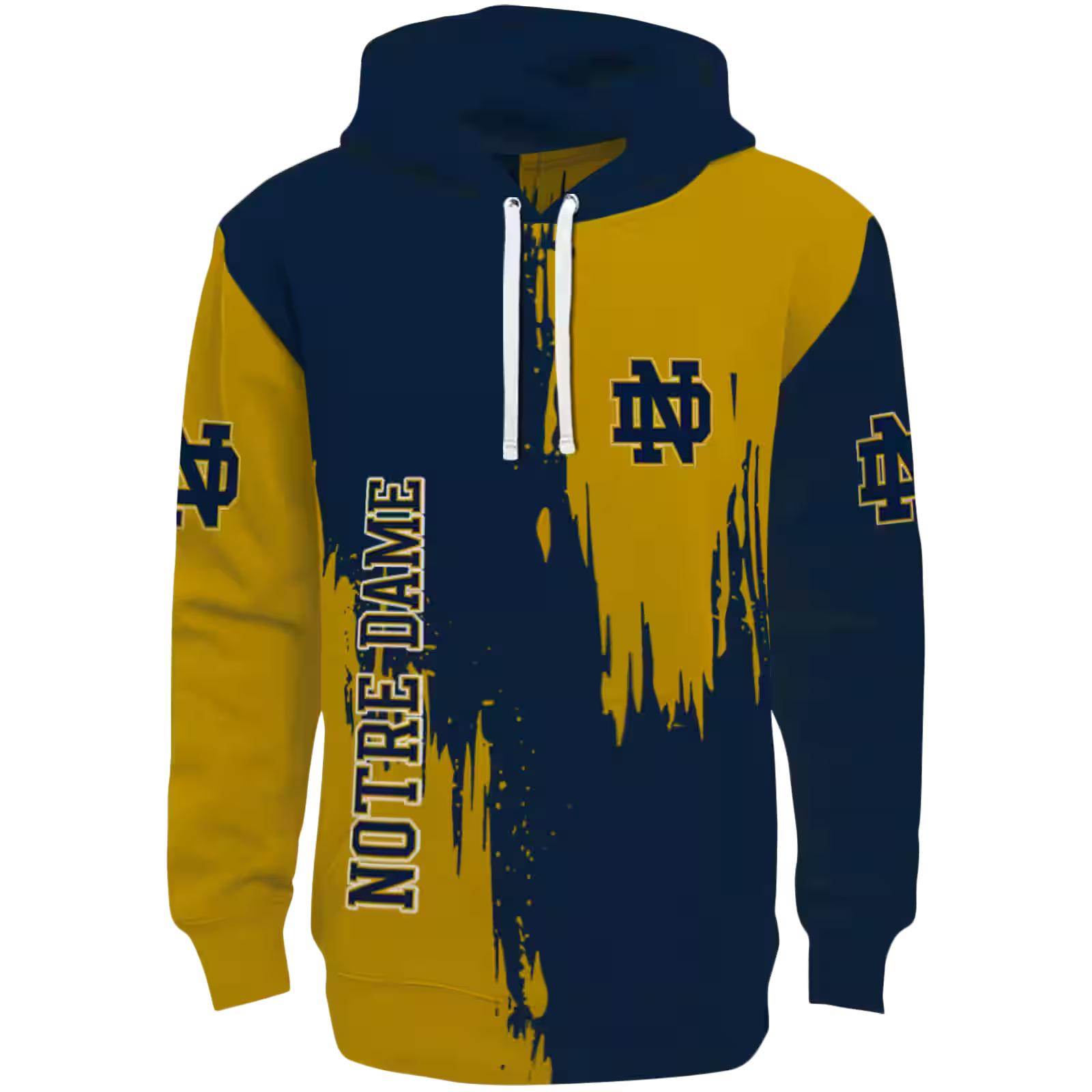 Notre Dame Fighting Irish Splatter Effect Navy Hoodie