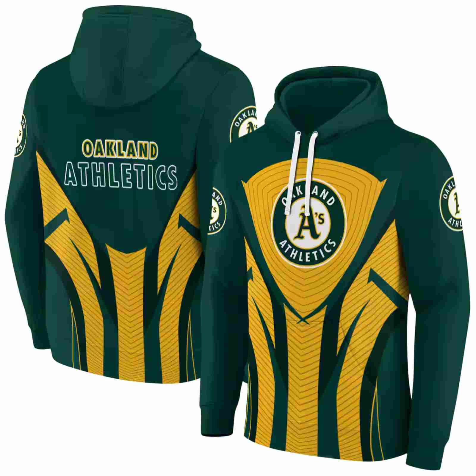 oakland athletics concentric lines green black hoodie fashion forward