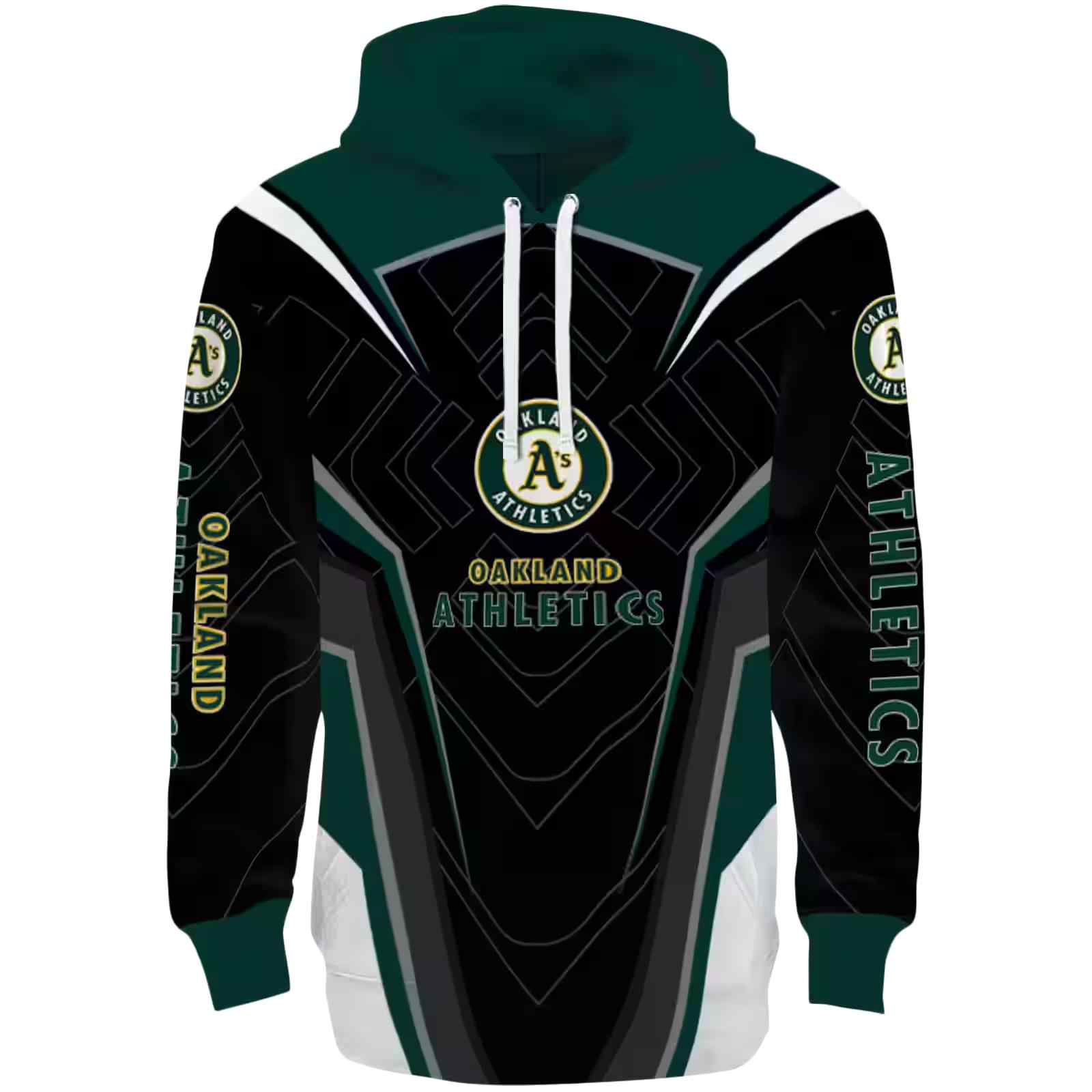 Oakland Athletics Futuristic Pattern Green Black Hoodie