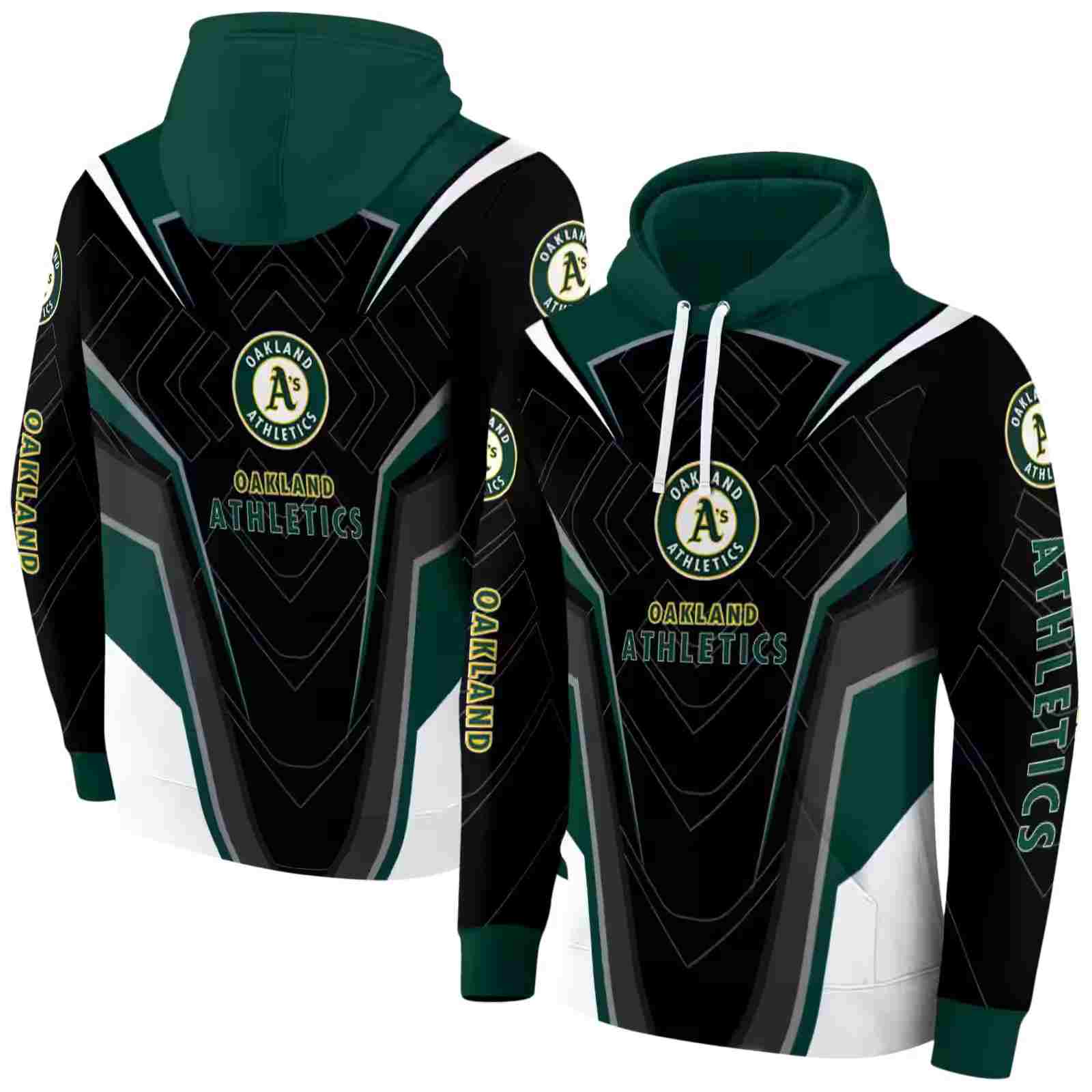 oakland athletics futuristic pattern green black hoodie fashion forward